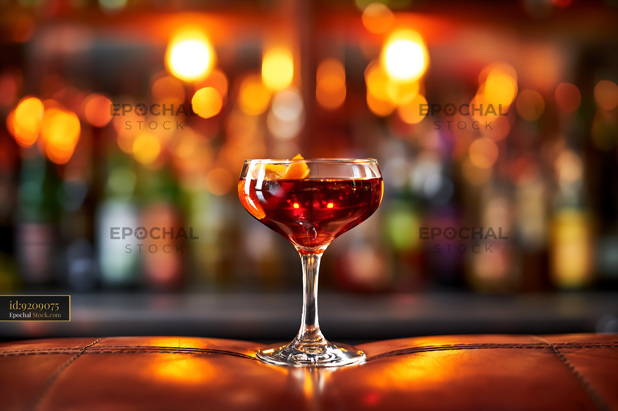 Bushwick Cocktail Coupe Glass With Orange Twist - stock photo