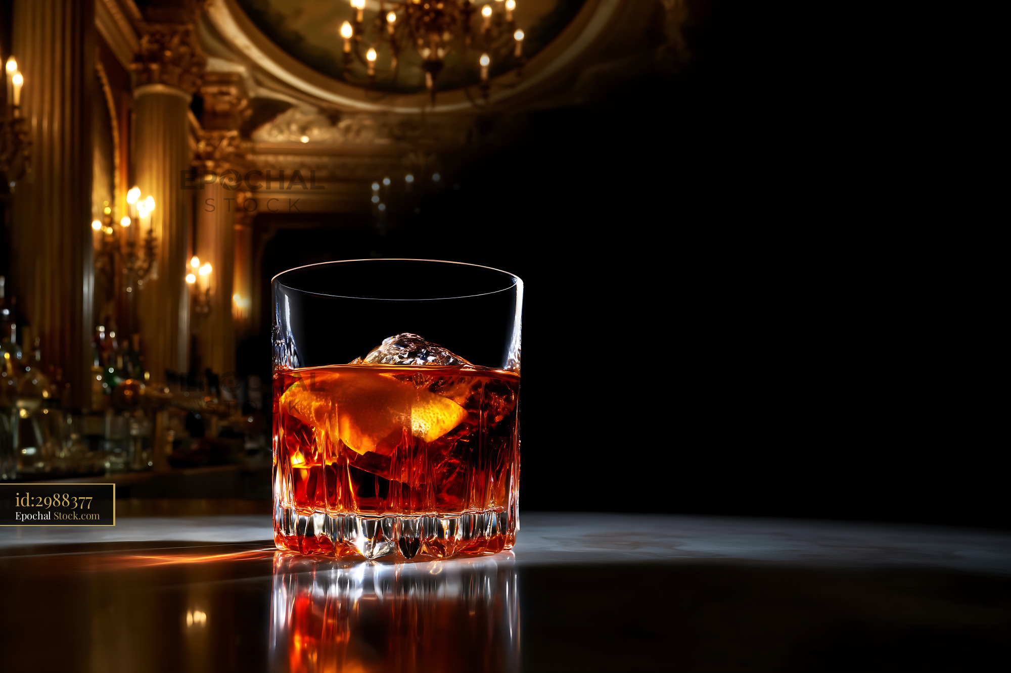 Saratoga Cocktail in Elegant Crystal Glass - stock photo