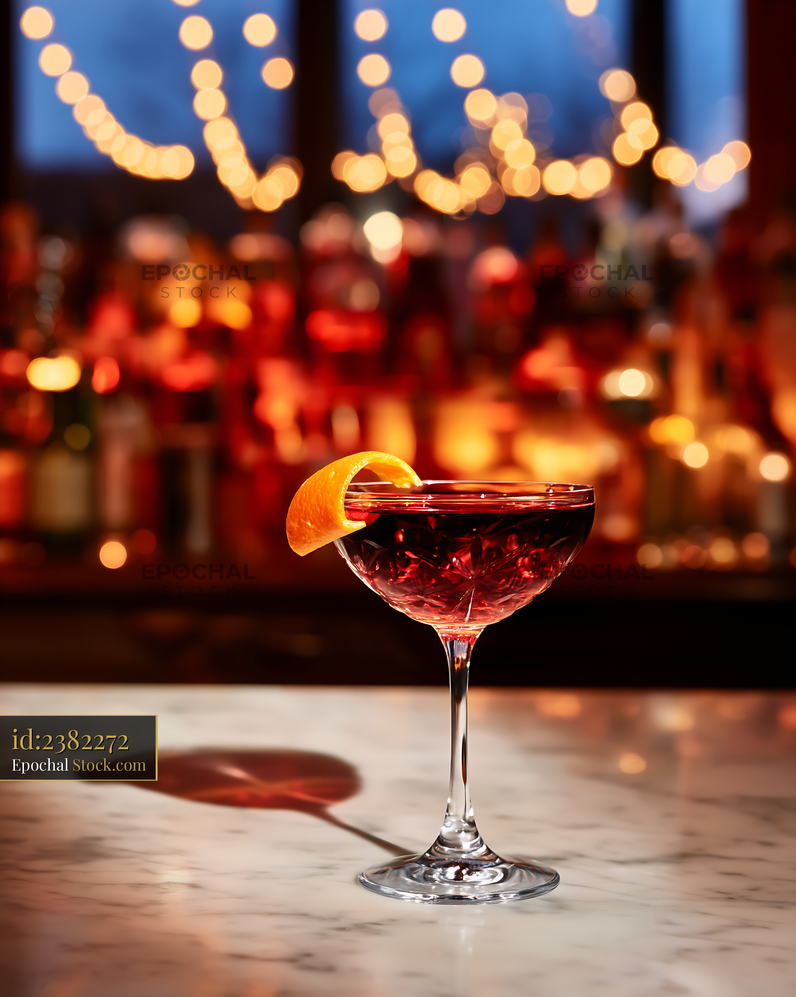 Bushwick Cocktail with Orange Slice, Bar - stock photo