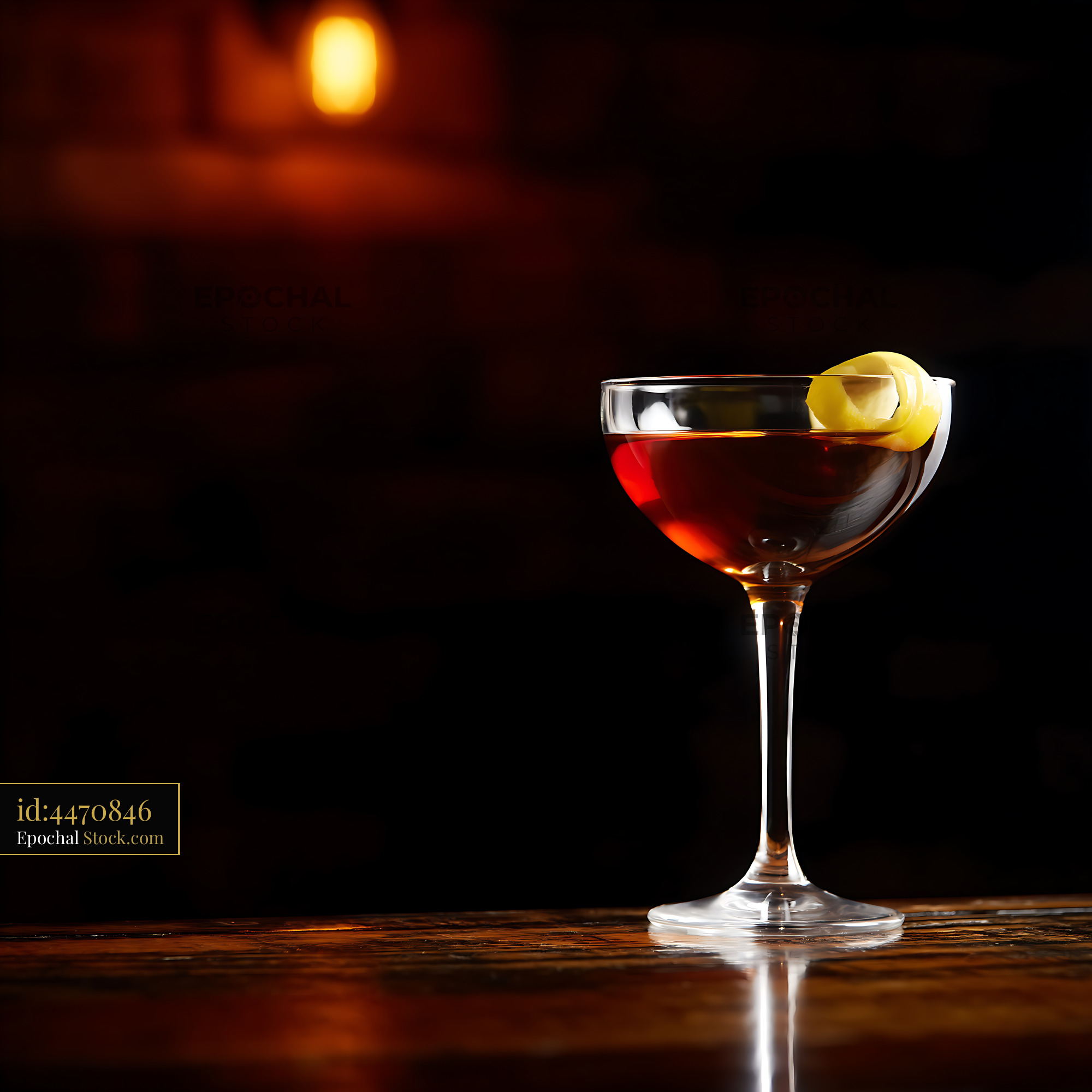 Saratoga Cocktail with Lemon Twist - stock photo