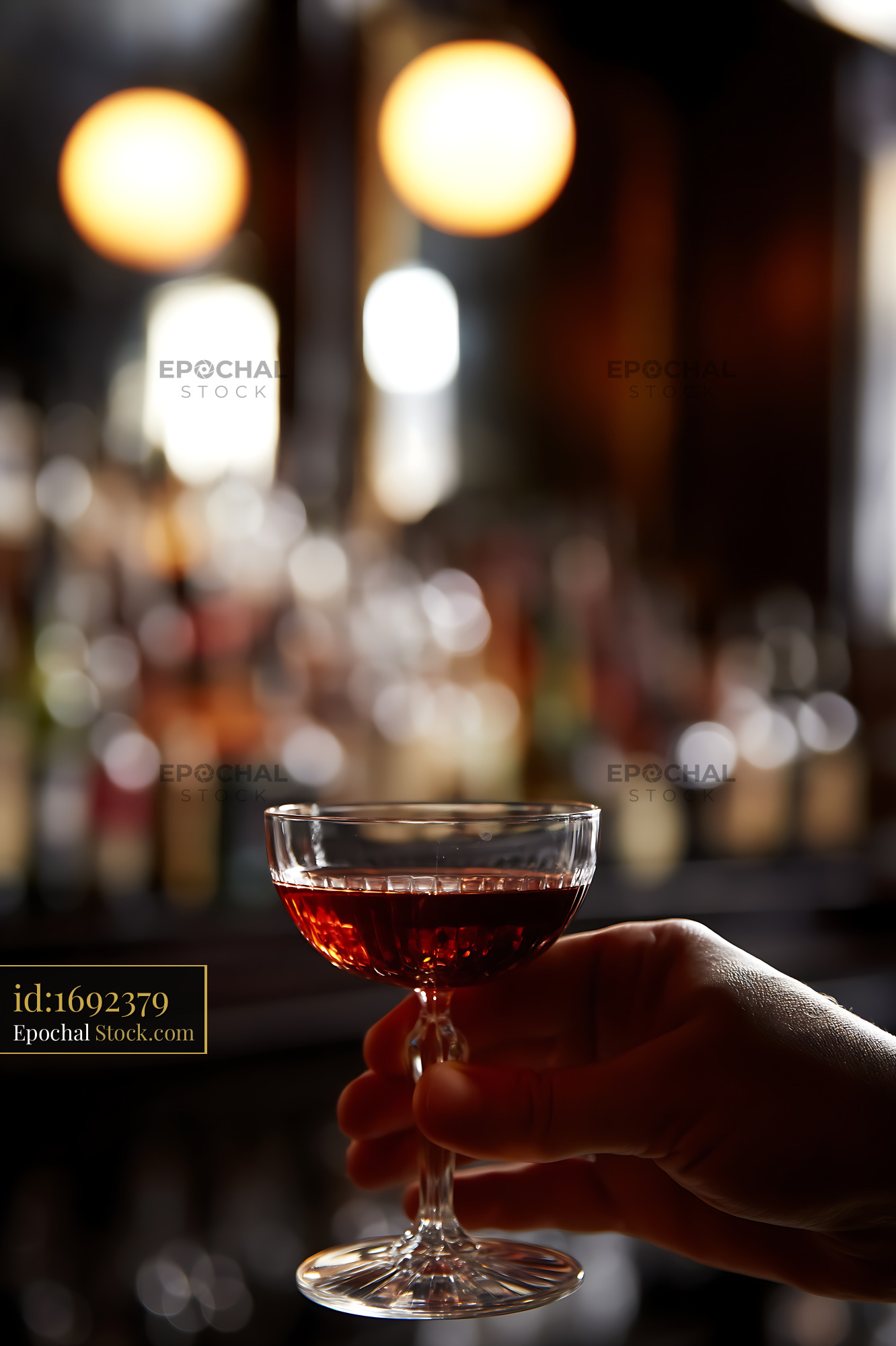 Bushwick Cocktail Against Blurred City Lights - stock photo