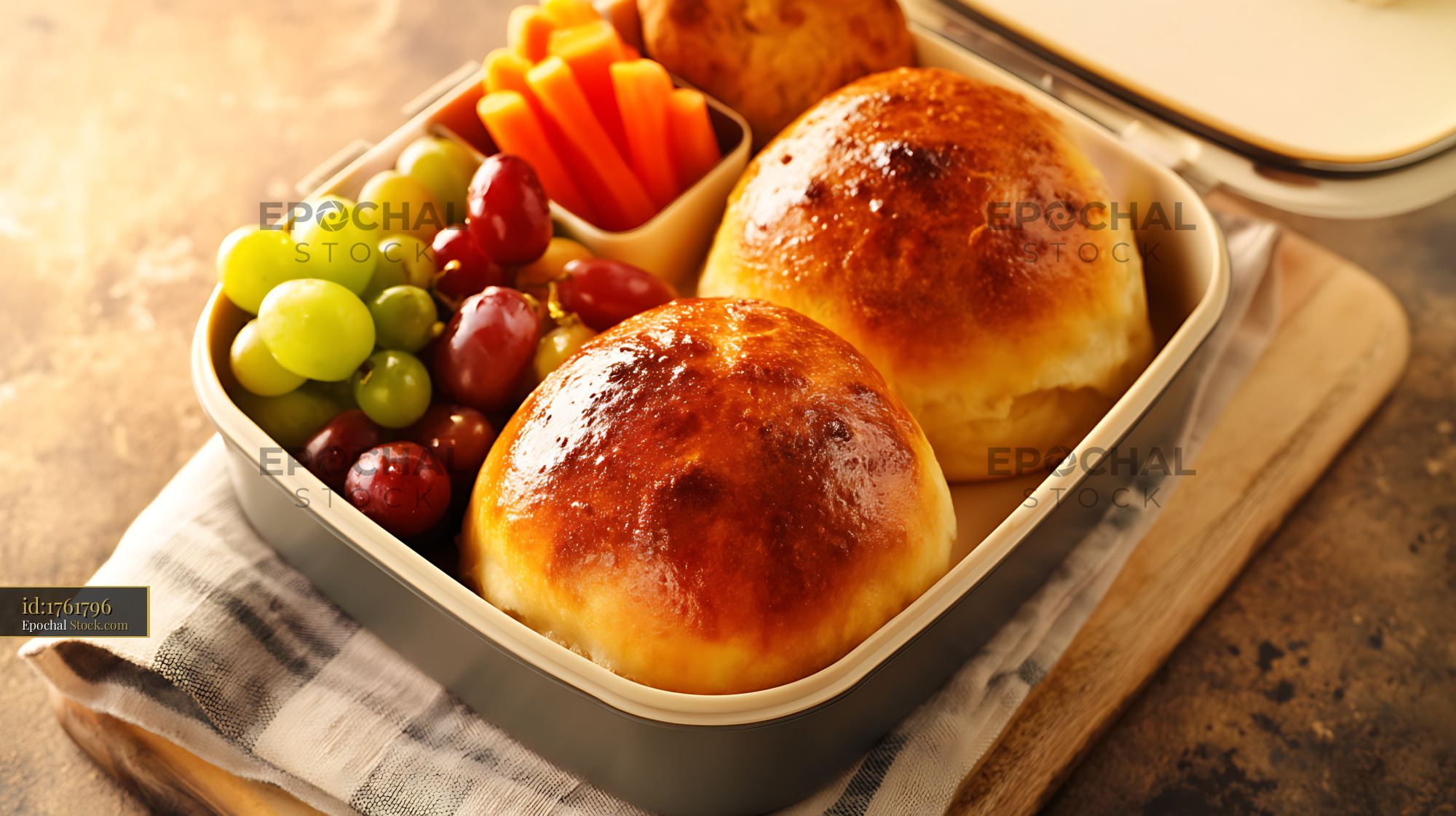 Bread Rolls with Fresh Fruit and Veggie Charcuterie - stock photo