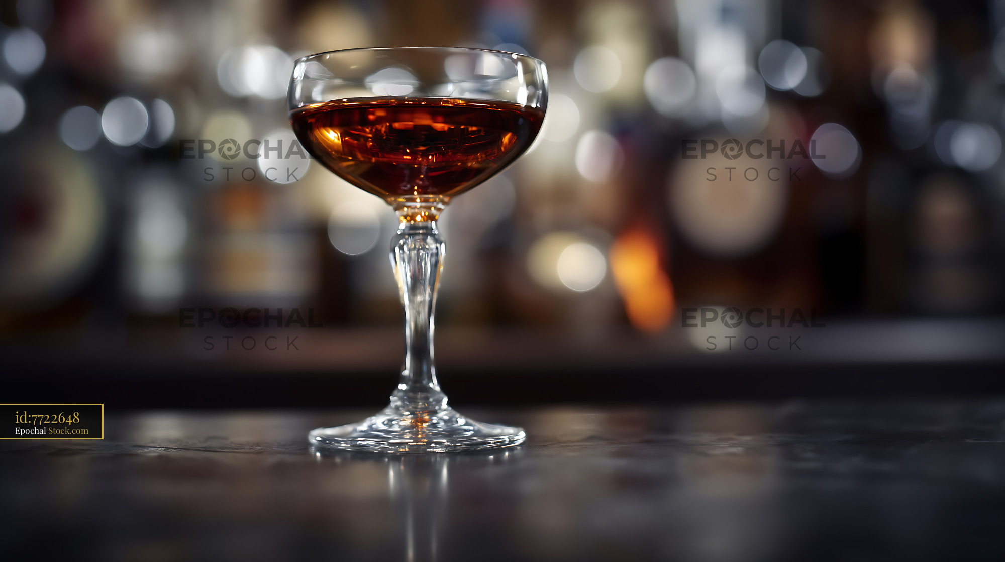 Bushwick Cocktail in Coupe Glass at Bar - stock photo