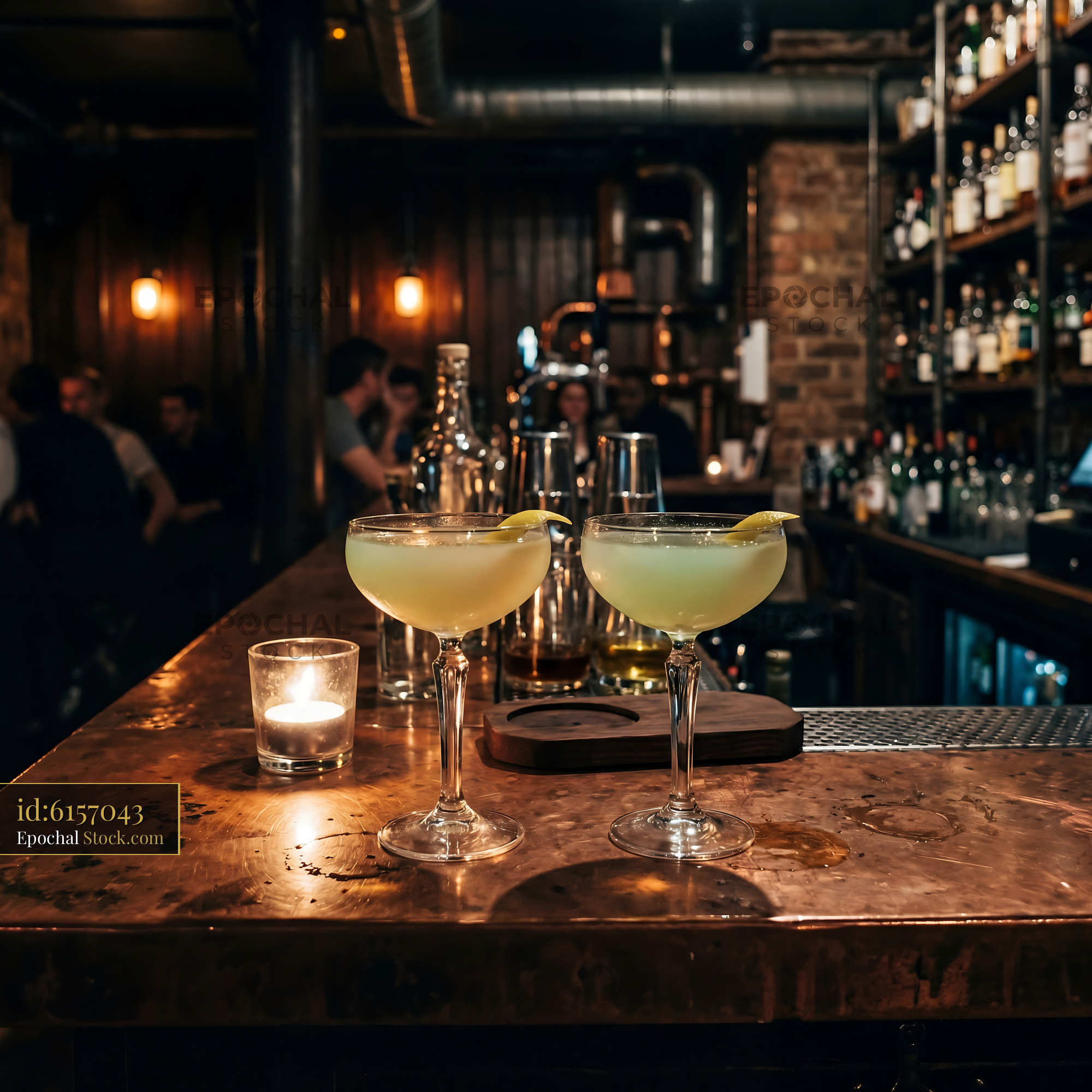 Final Ward Cocktails on Copper Bar - stock photo