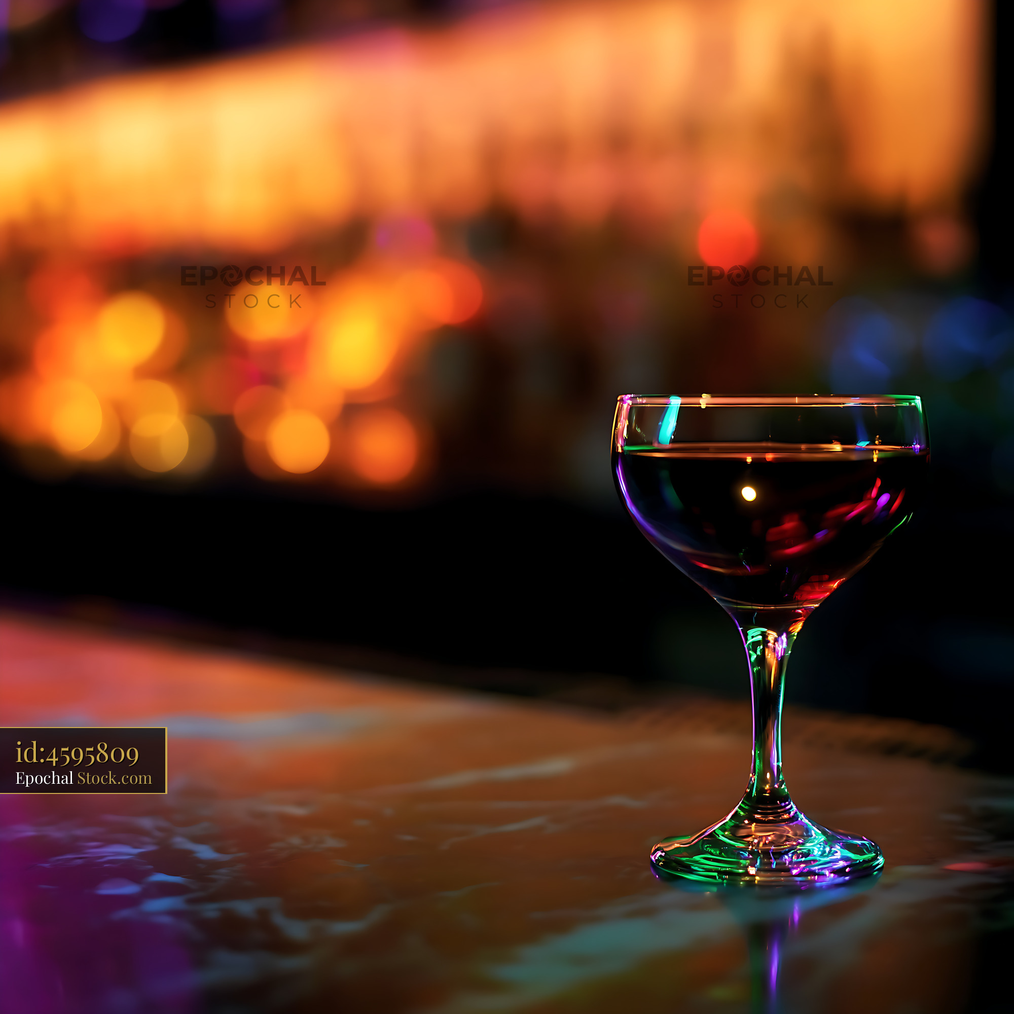 Bushwick Cocktail Glowing Against Bar Lights - stock photo