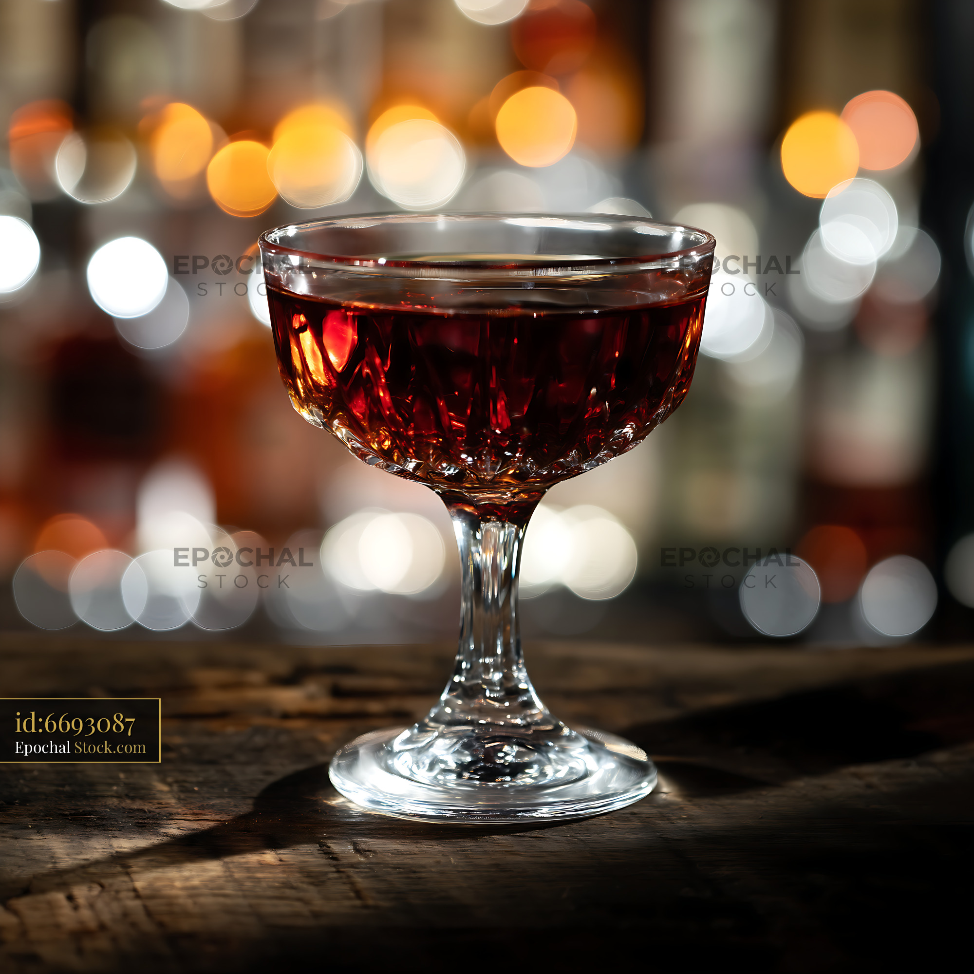 Dark Bushwick Cocktail in Crystal Coupe Glass - stock photo