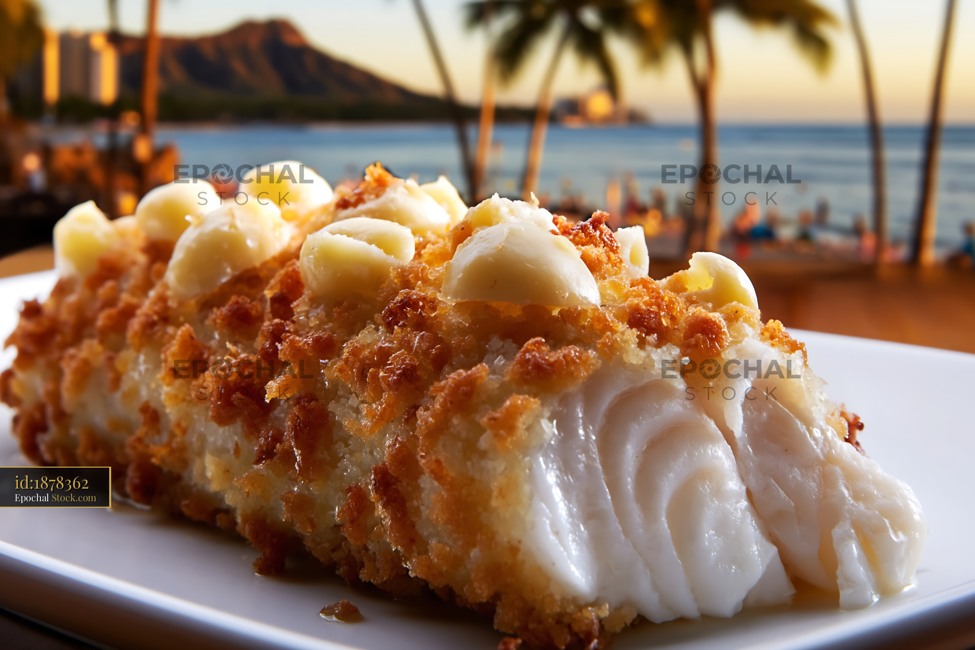 Coconut Cream Cake with Piped Topping, Hawaii - stock photo