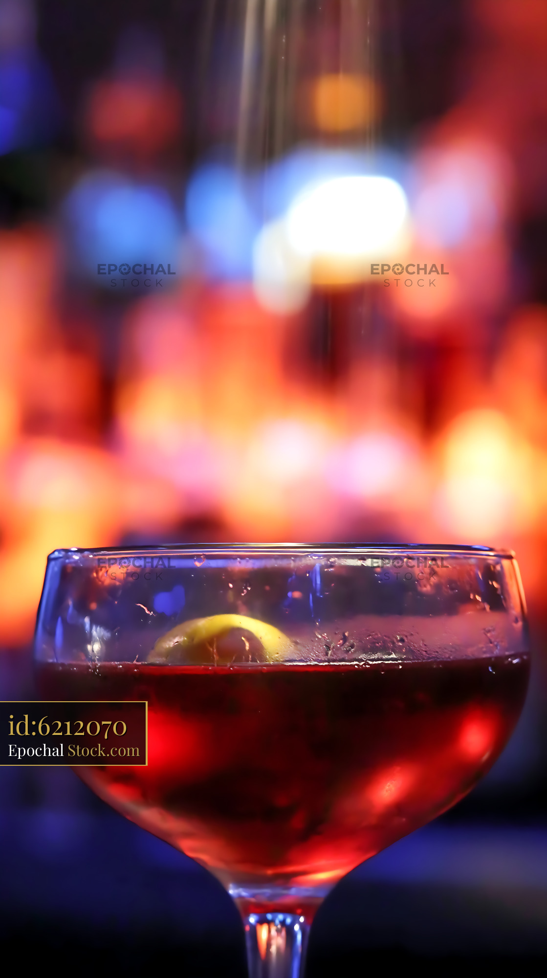 Bushwick Cocktail with Colorful Bokeh Background - stock photo