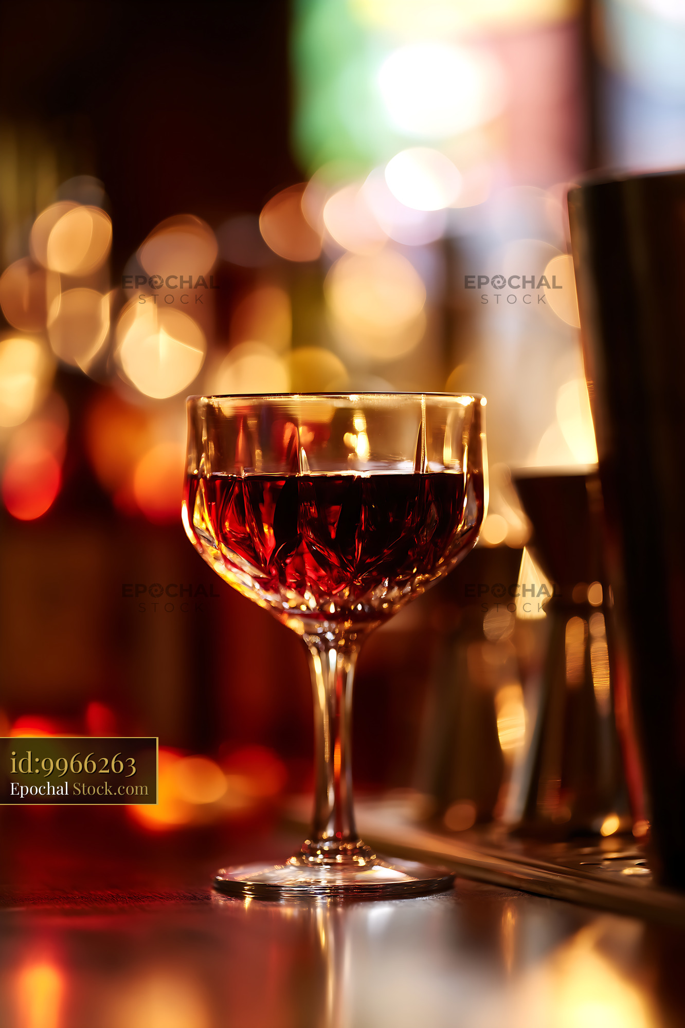 Bushwick Cocktail with Elegant Bokeh Backdrop - stock photo