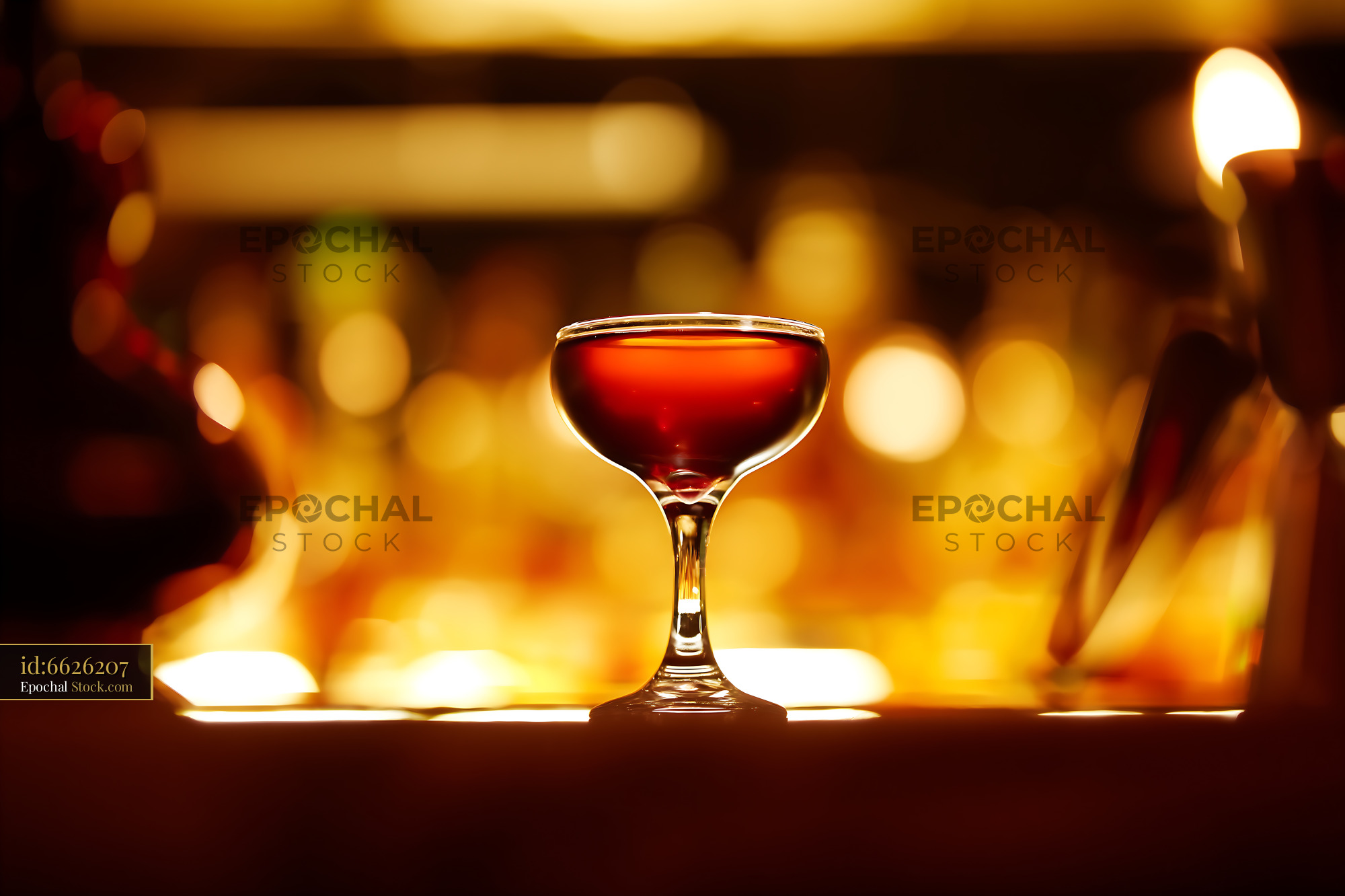 Bushwick Cocktail with Candlelit Bar Ambiance - stock photo