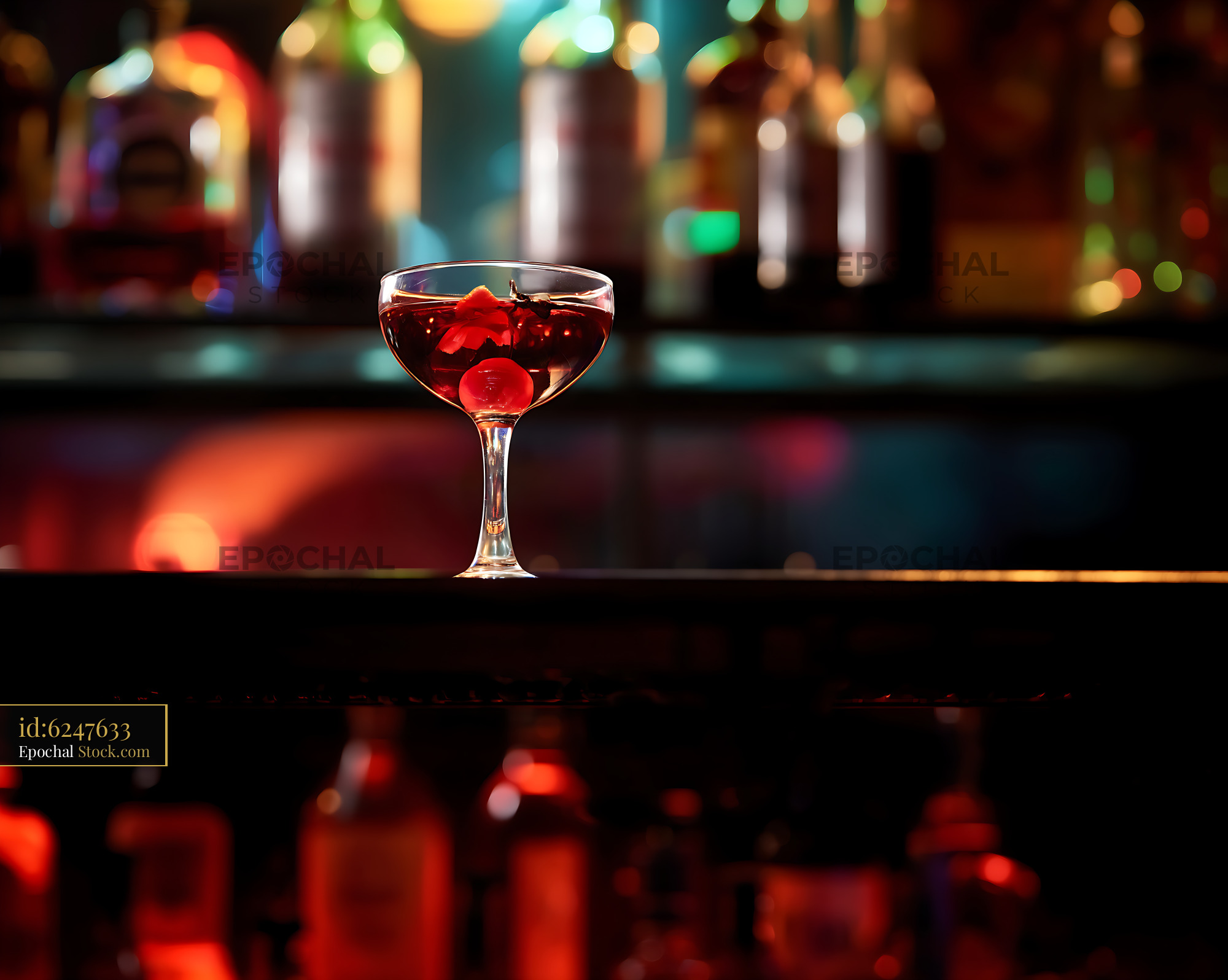 Bushwick Cocktail on Bar Counter Night - stock photo