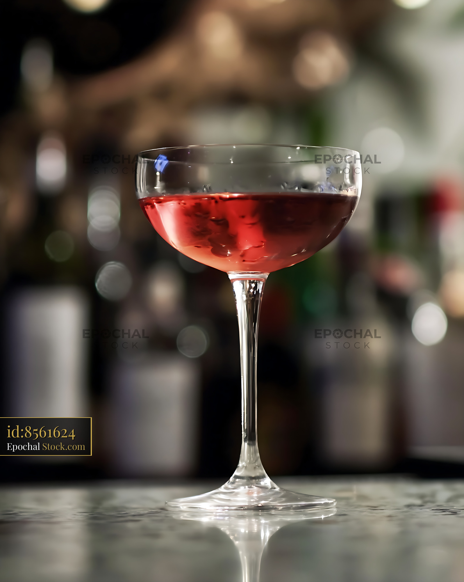 Bushwick Cocktail with Ice in Coupe Glass - stock photo