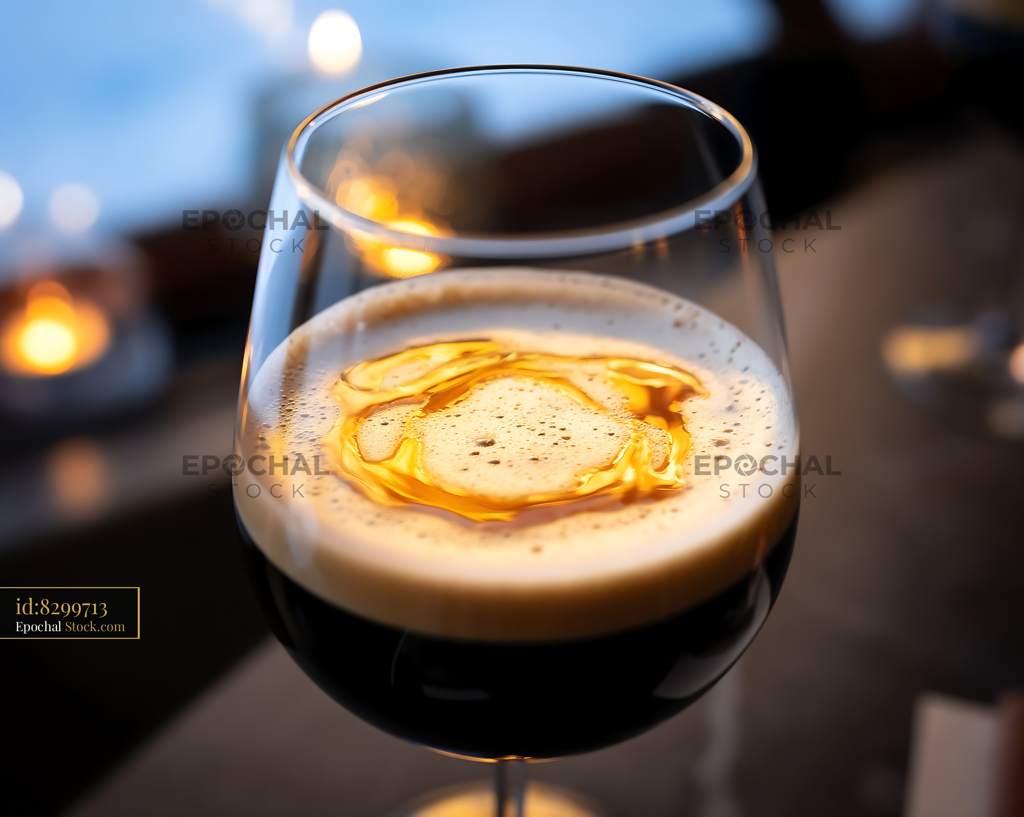 Nitro Caramel Coffee with Creamy Foam Head - stock photo