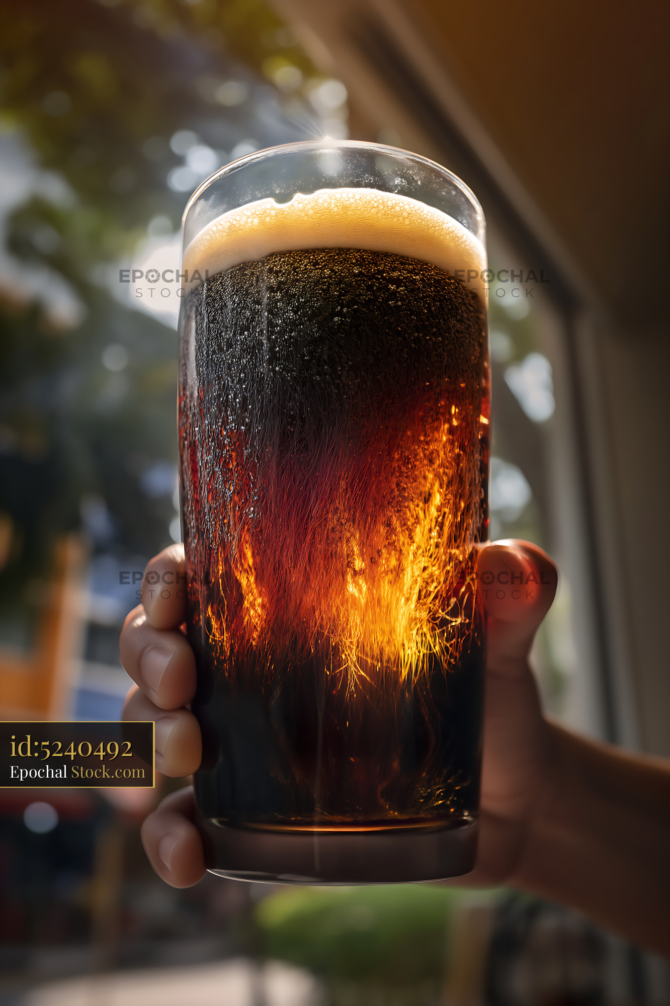 Nitro Caramel Coffee Drink with Foamed Head - stock photo