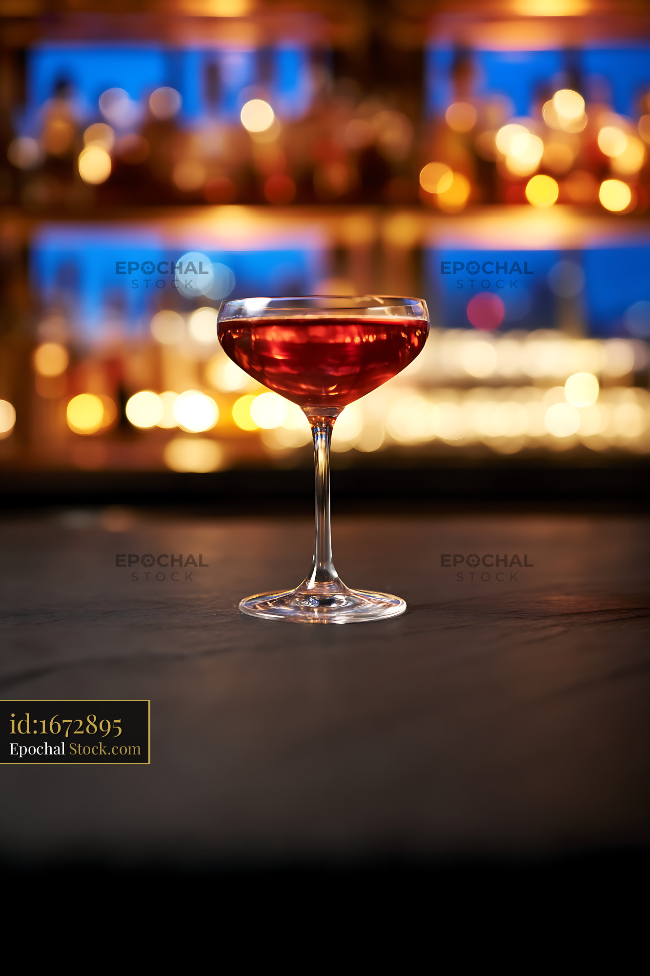 Bushwick Cocktail in Coupe at Upscale Bar - stock photo