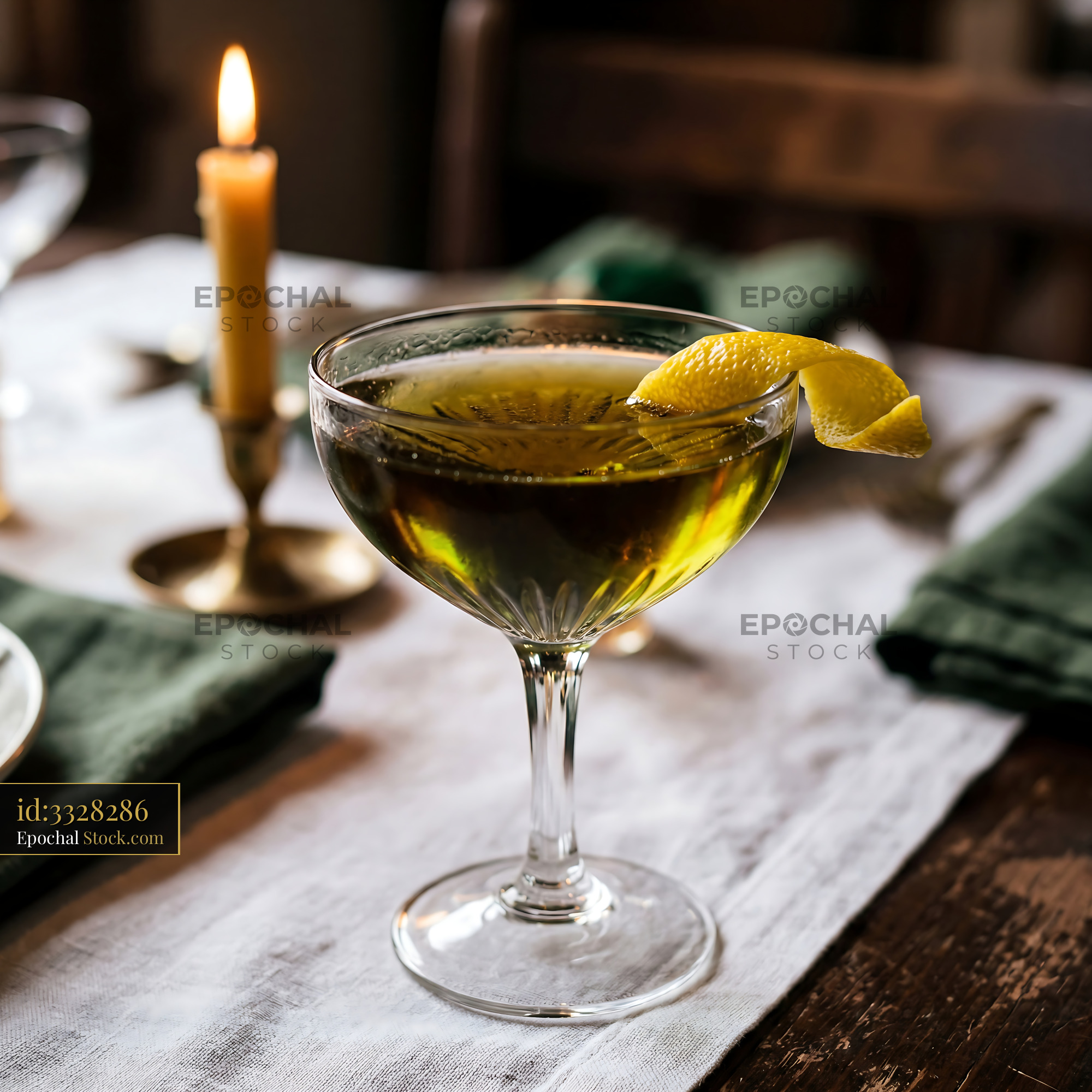 Tipperary Cocktail with Lemon Twist - stock photo