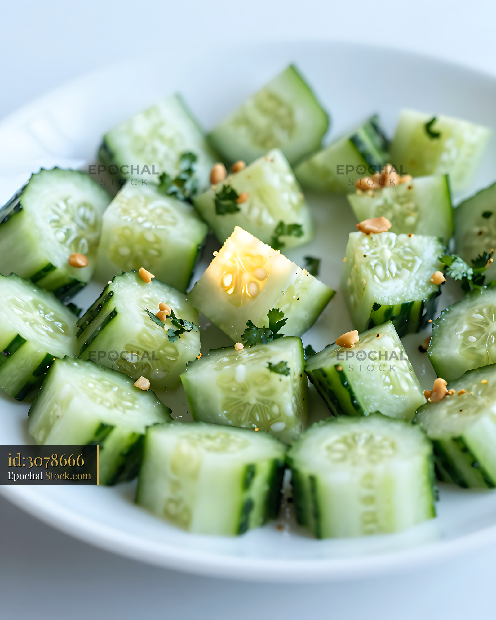 Kakdi Koshimbir Cucumber Salad on White - stock photo