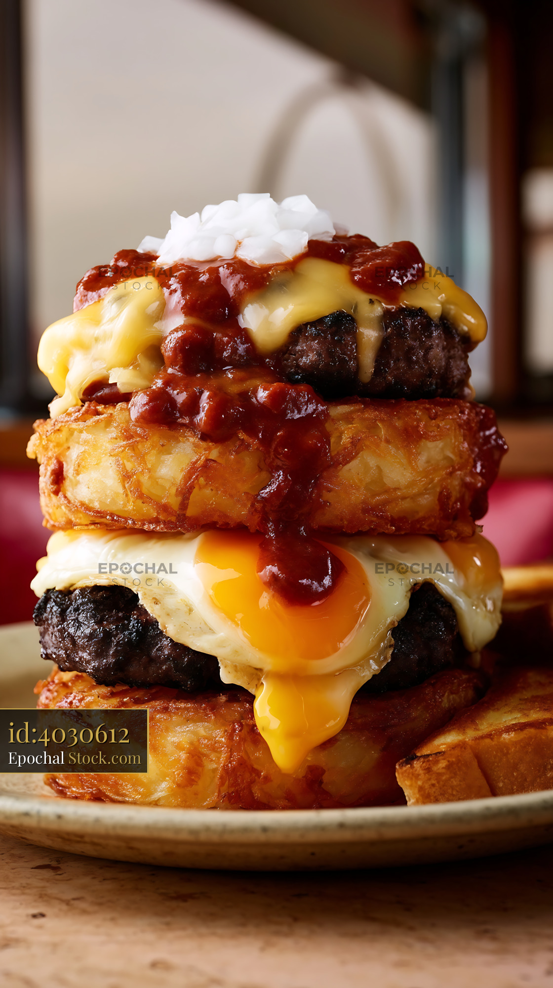 St. Louis Slinger with Fried Eggs & Ketchup - stock photo