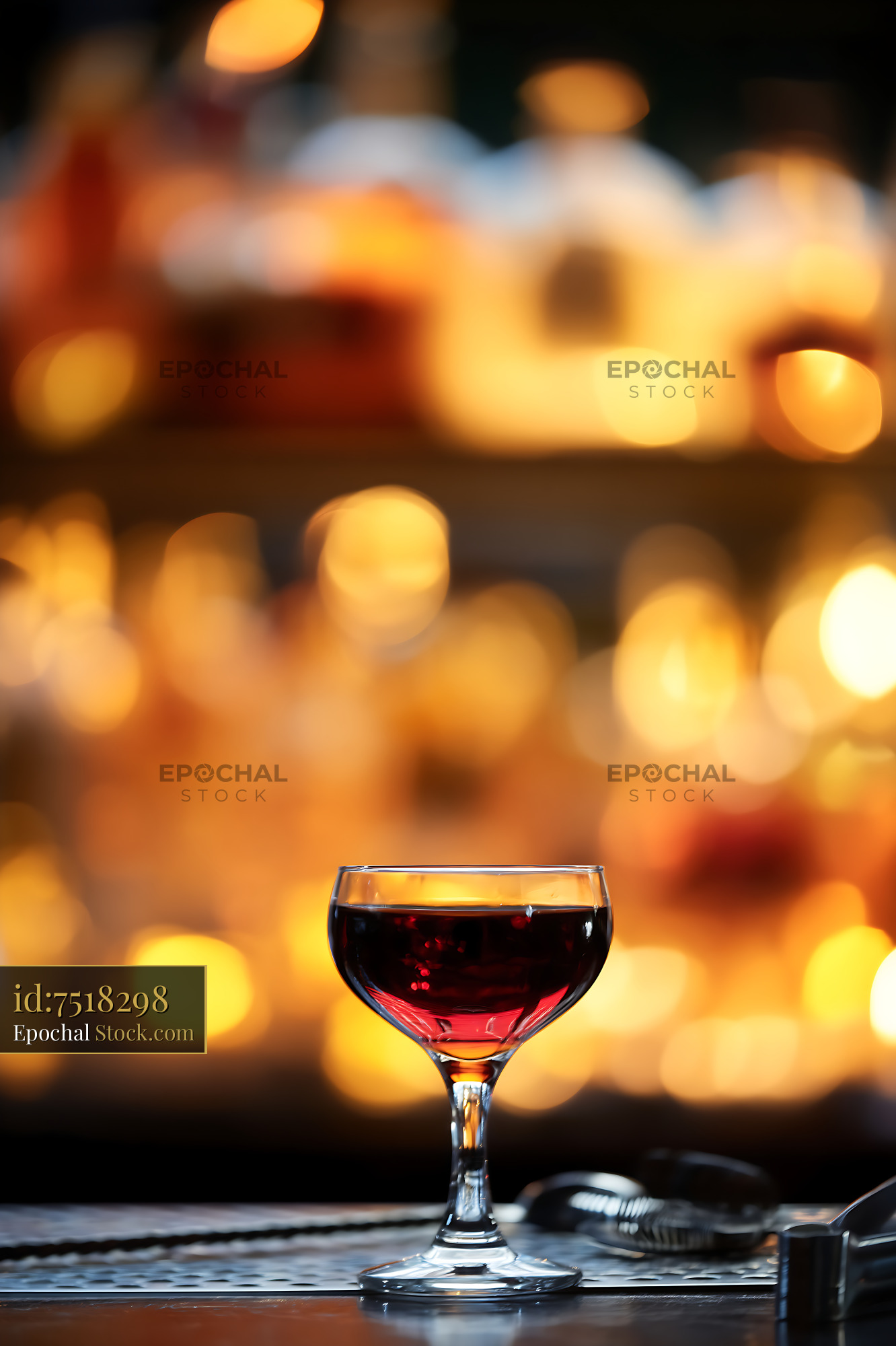 Bushwick Cocktail with Warm Bokeh Lights - stock photo