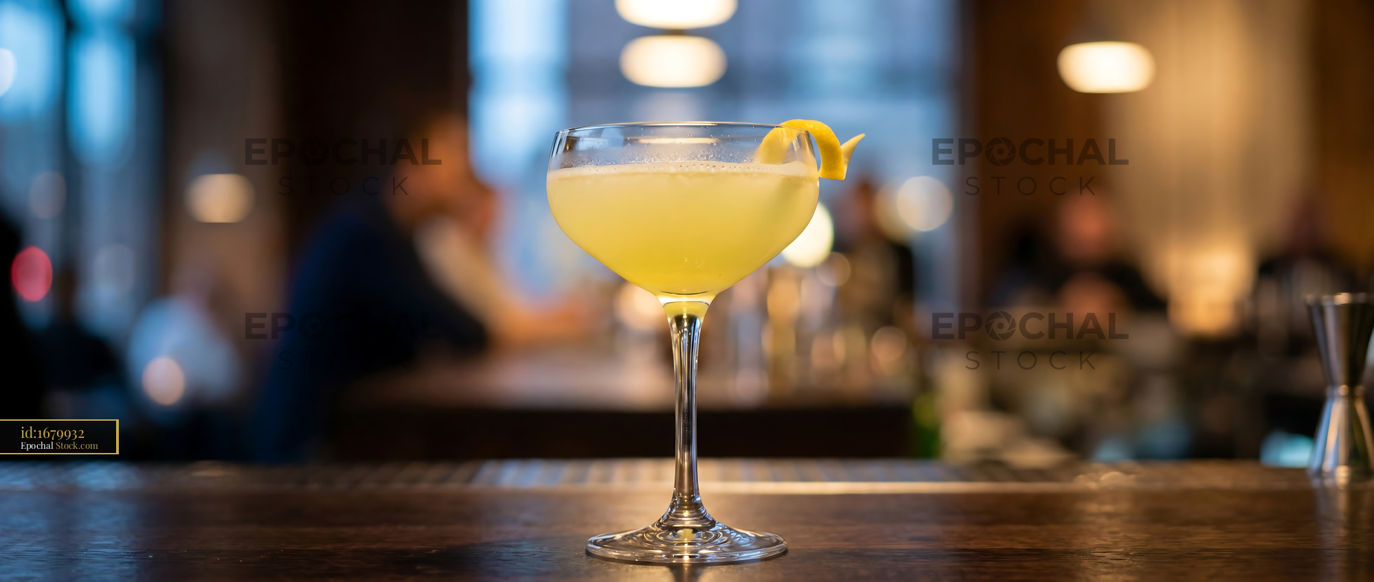 Final Ward Cocktail with Lemon Twist - stock photo