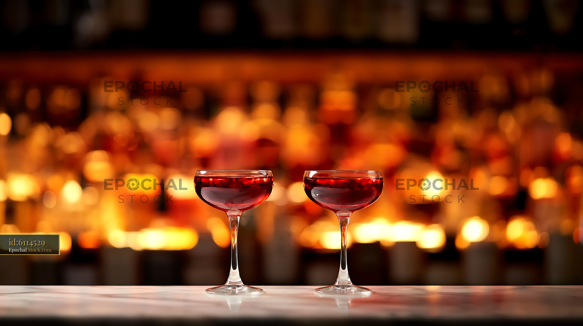Bushwick Cocktail Pair Against Candlelit Background - stock photo