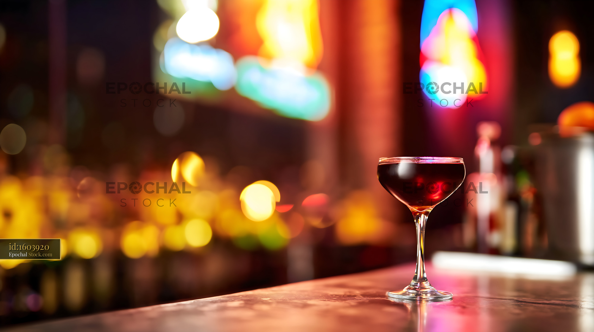 Bushwick Cocktail in Modern Bar, Neon Lights - stock photo