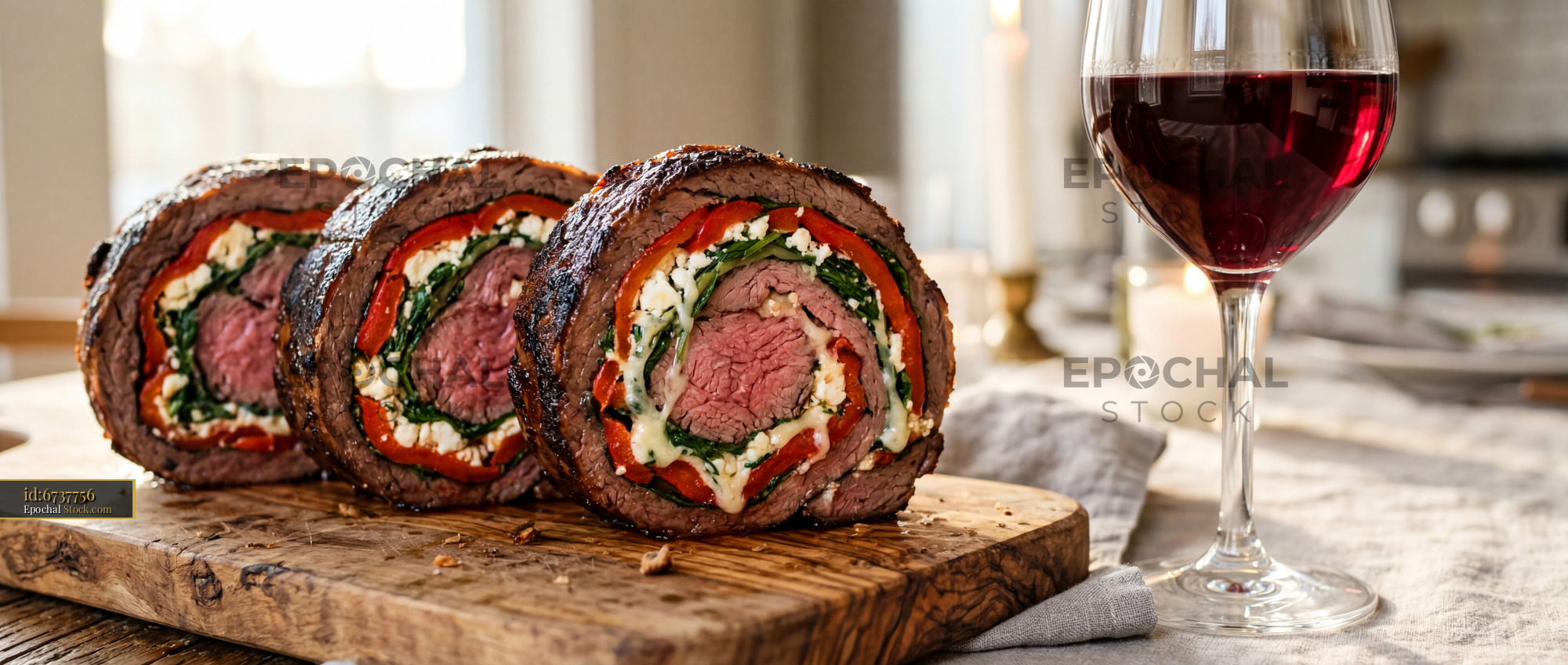 Gourmet Beef Roulade and Wine Pairing - stock photo