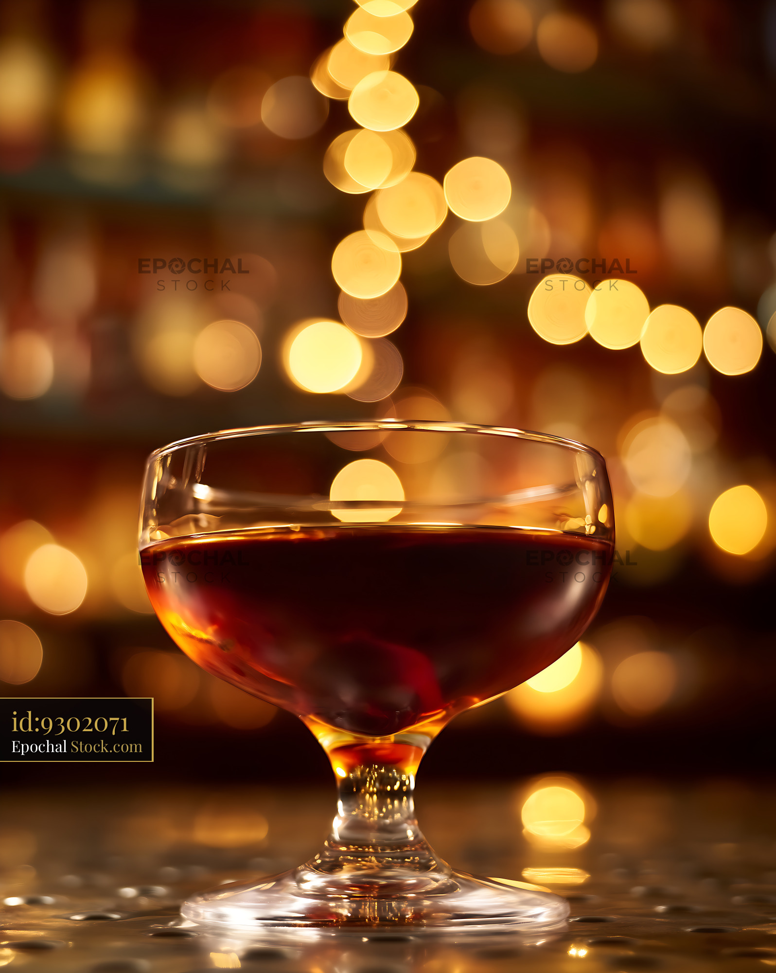 Bushwick Cocktail with Warm Bokeh Lights - stock photo