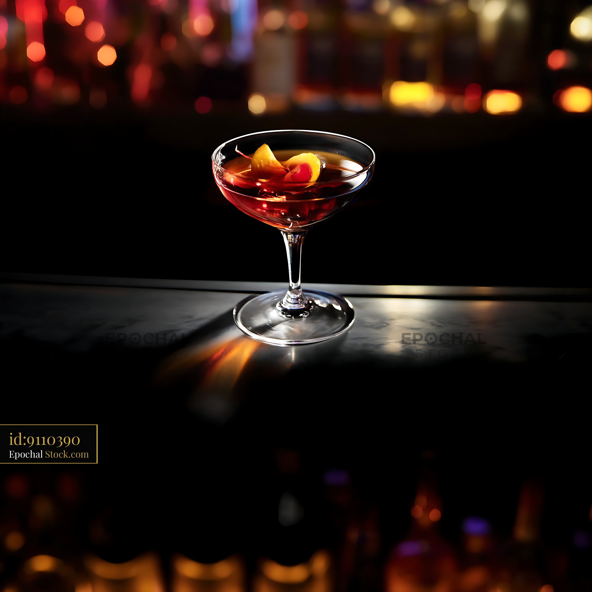 Bushwick Cocktail with Citrus Garnish - stock photo