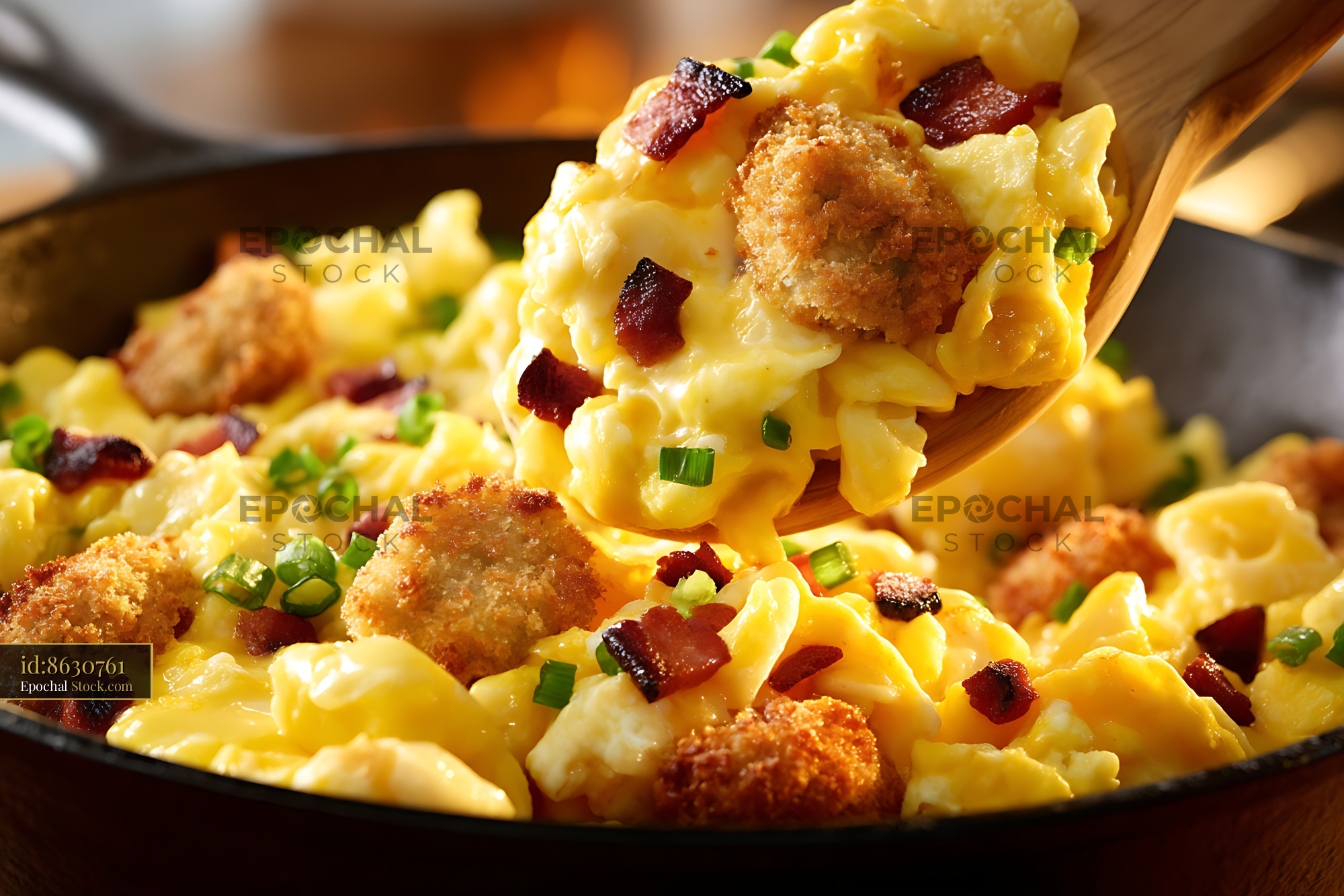 Creamy Shrimp Mac and Cheese with Bacon - stock photo