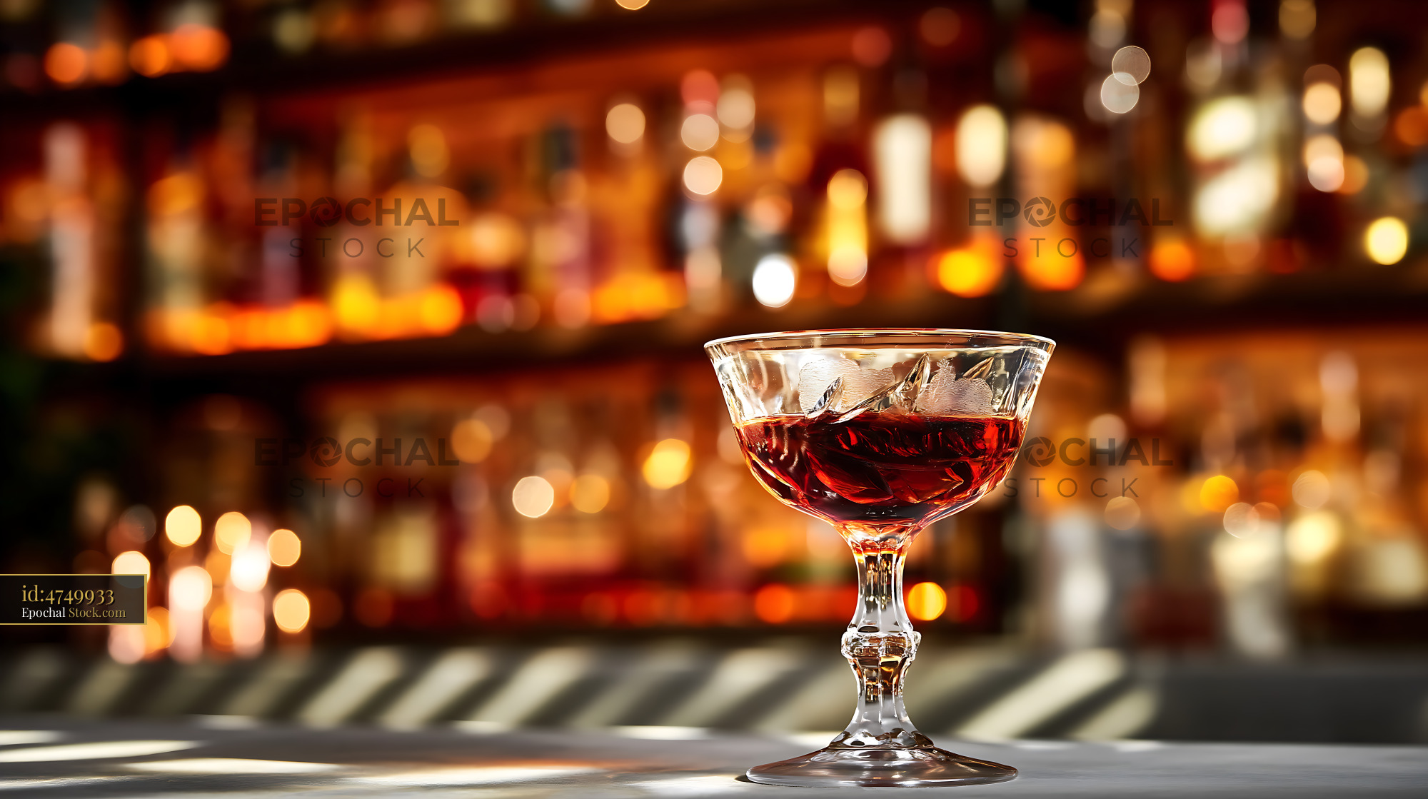 Bushwick Cocktail with Ice in Coupe Glass - stock photo