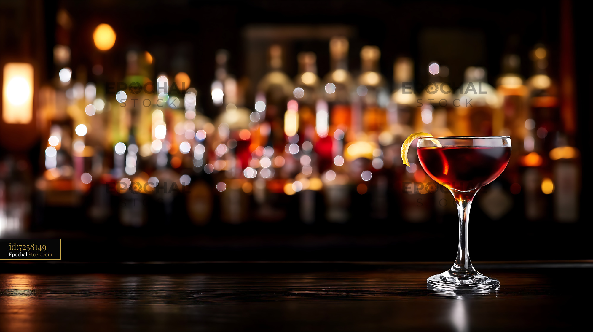 Bushwick Cocktail at Upscale Bar Counter - stock photo