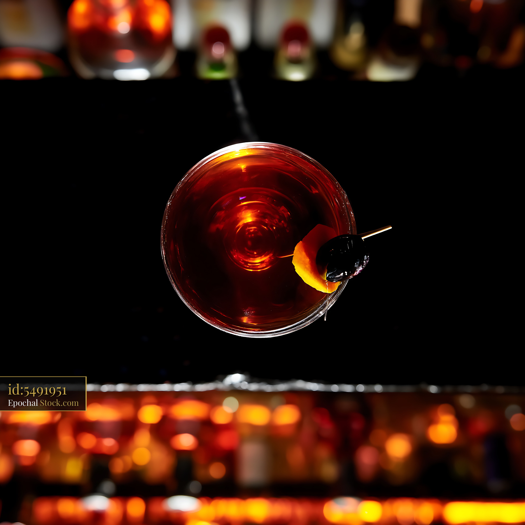 Bushwick Cocktail with Cherry Garnish - stock photo