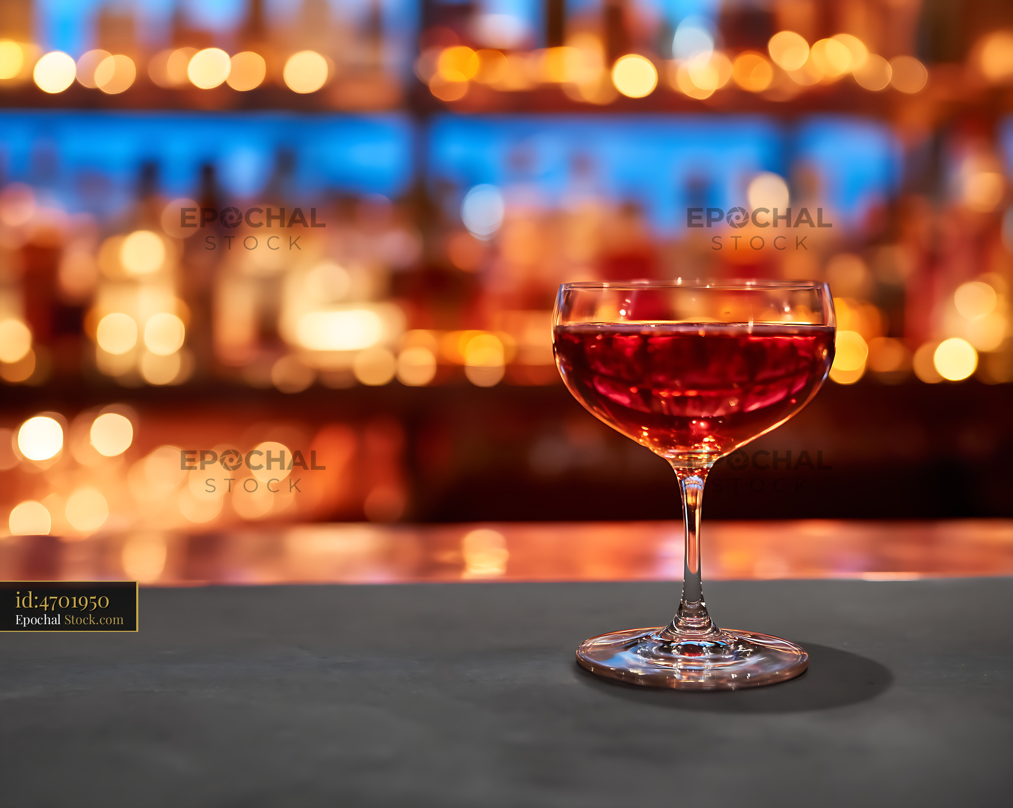 Bushwick Cocktail at Bar with Ambient Bokeh Lights - stock photo