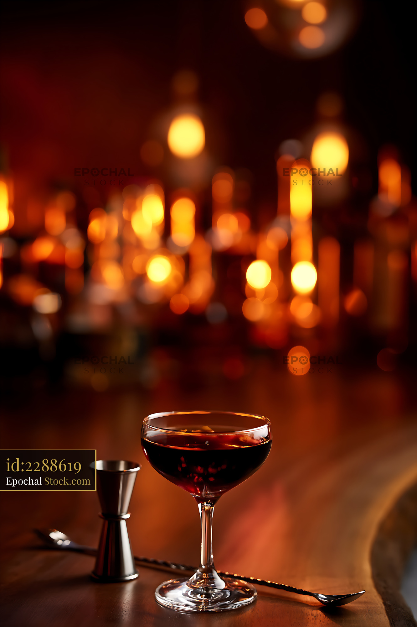 Bushwick Cocktail Coupe Glass Candlelit Bar - stock photo