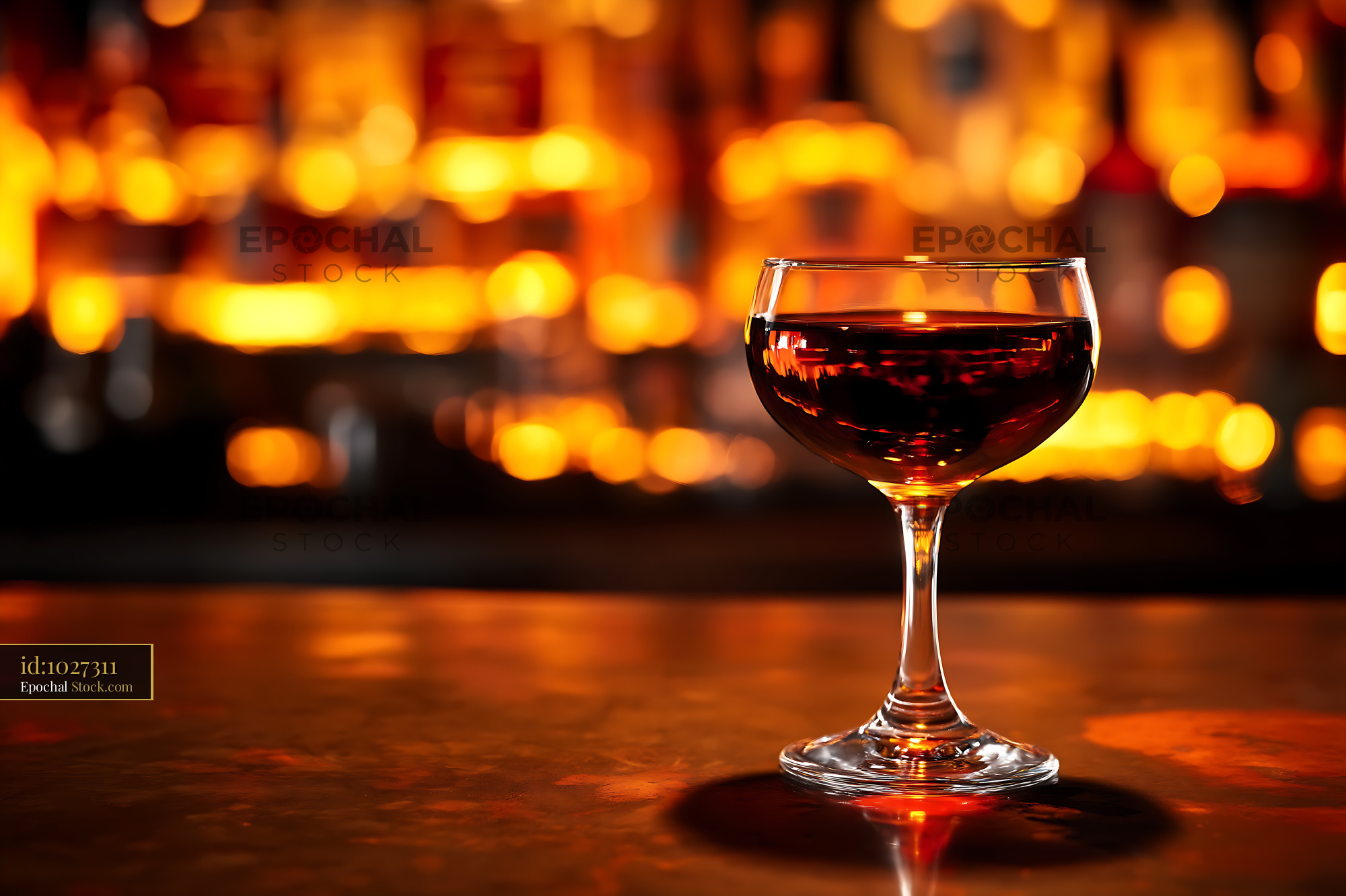 Bushwick Cocktail Served with Golden Ambiance - stock photo