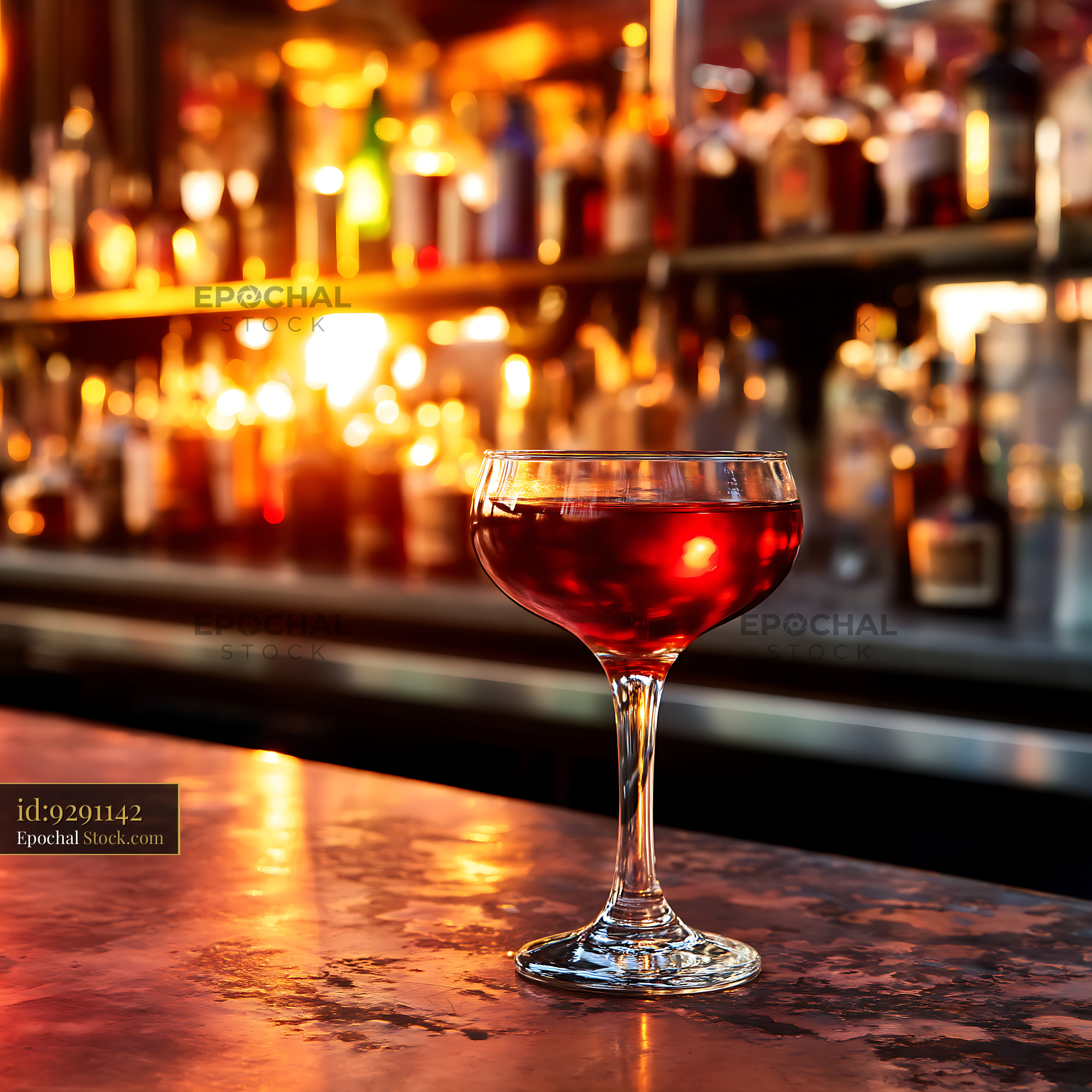 Bushwick Cocktail with Amber Bar Glow - stock photo