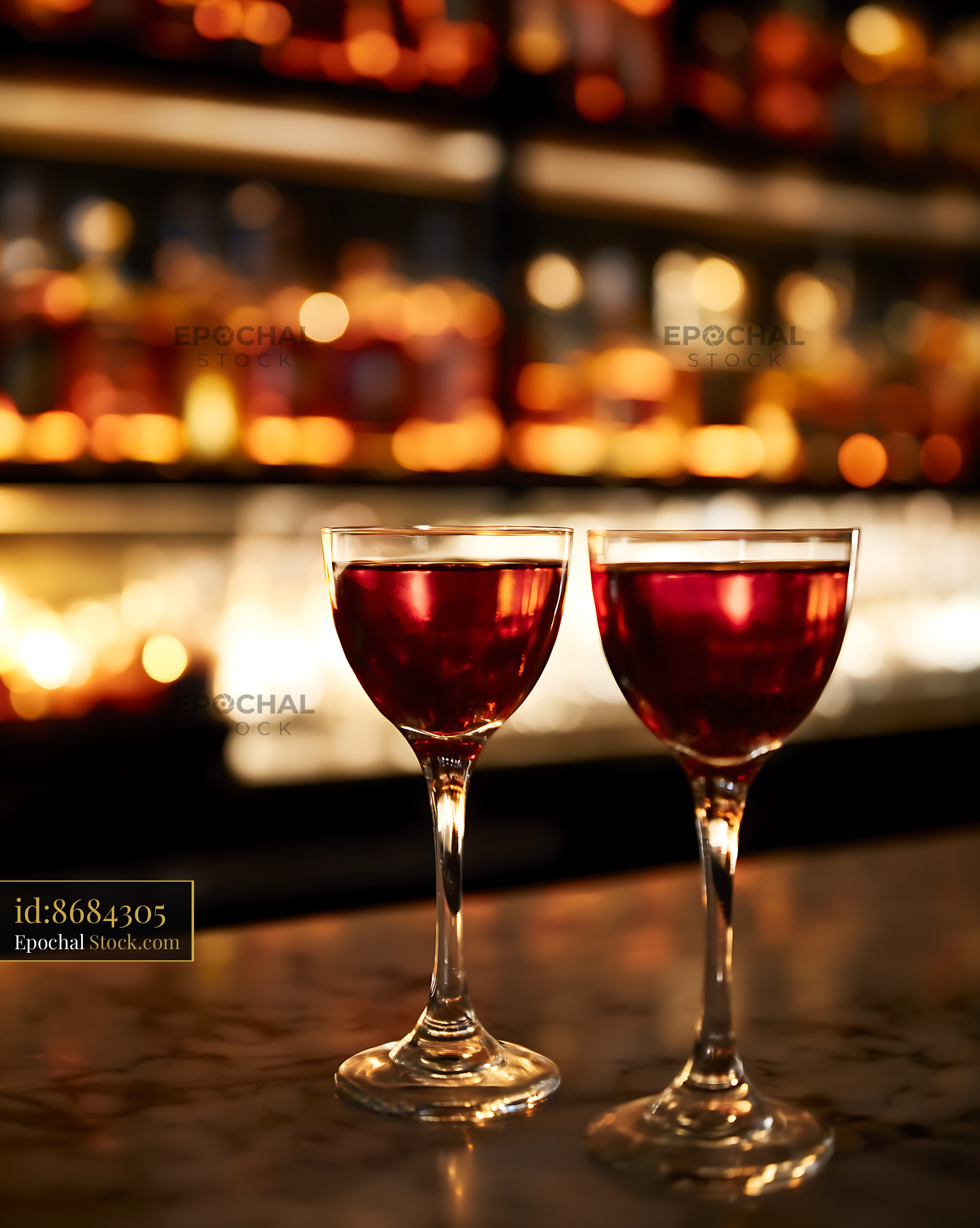 Bushwick Cocktails on Bar Counter - stock photo