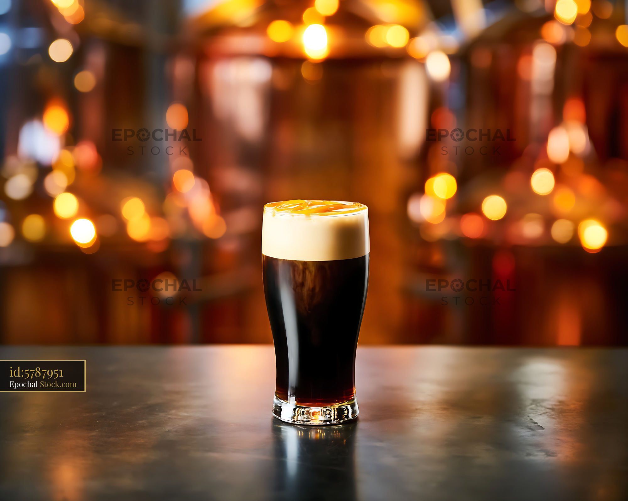 Nitro Caramel Cold Brew Coffee Bokeh Bar - stock photo