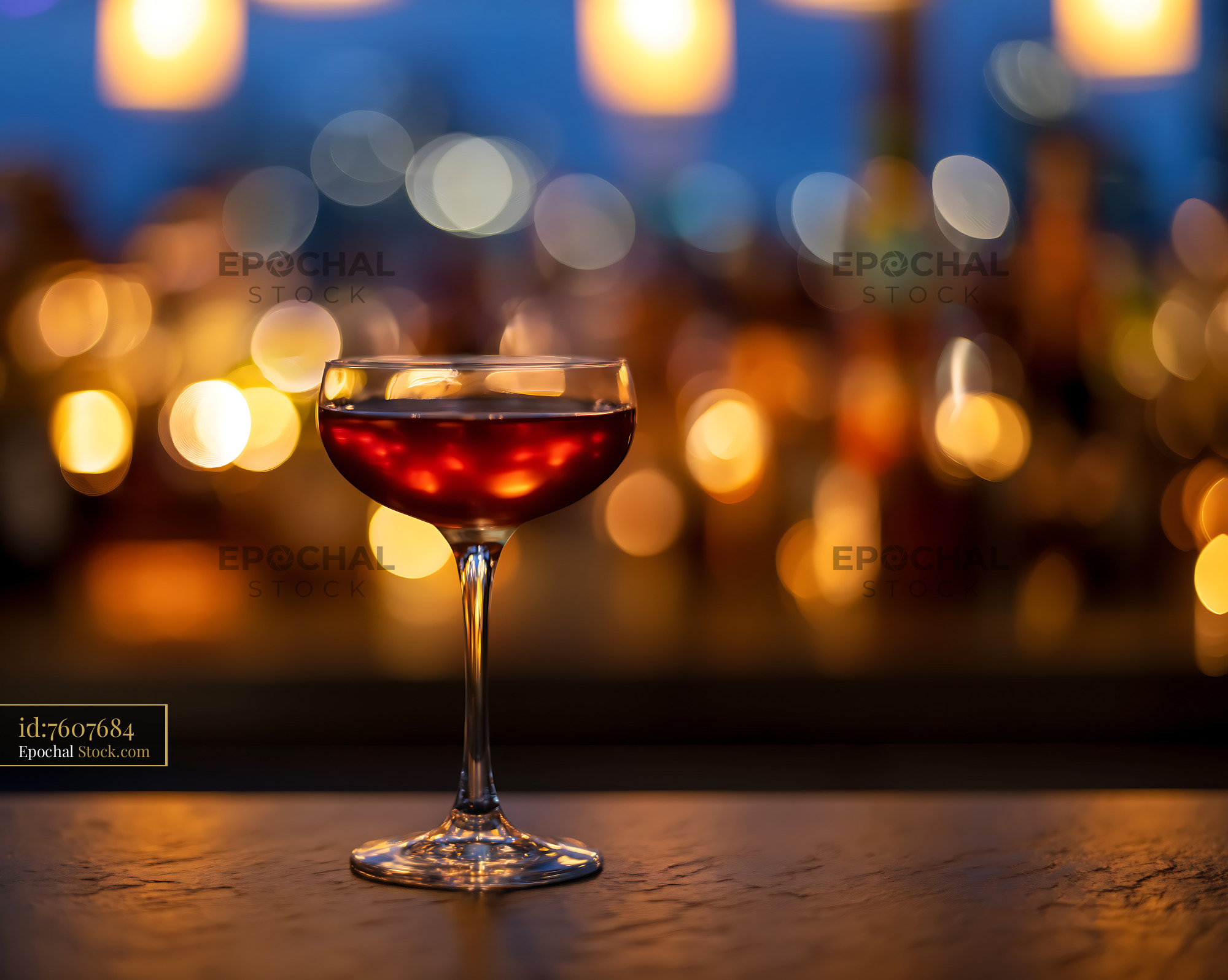 Bushwick Cocktail with Bokeh Bar Lighting - stock photo