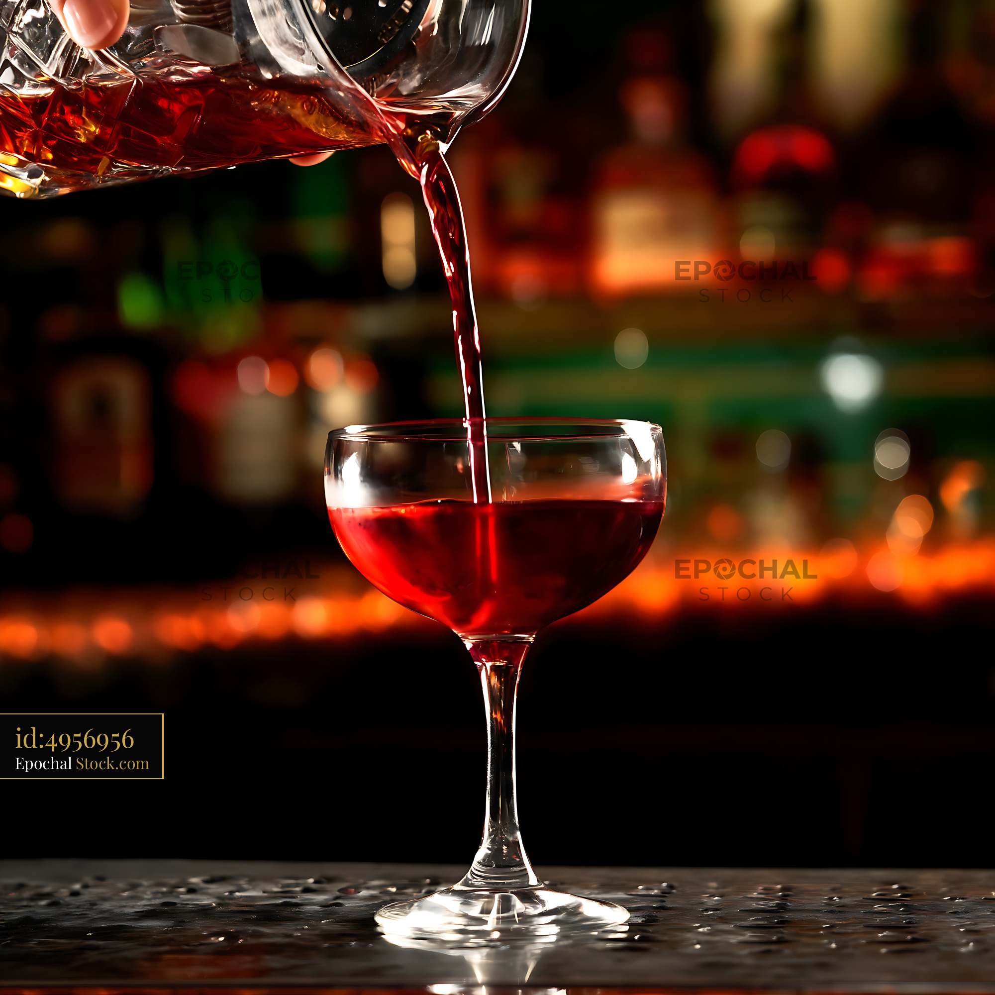 Bushwick Cocktail Poured Into Coupe Glass - stock photo