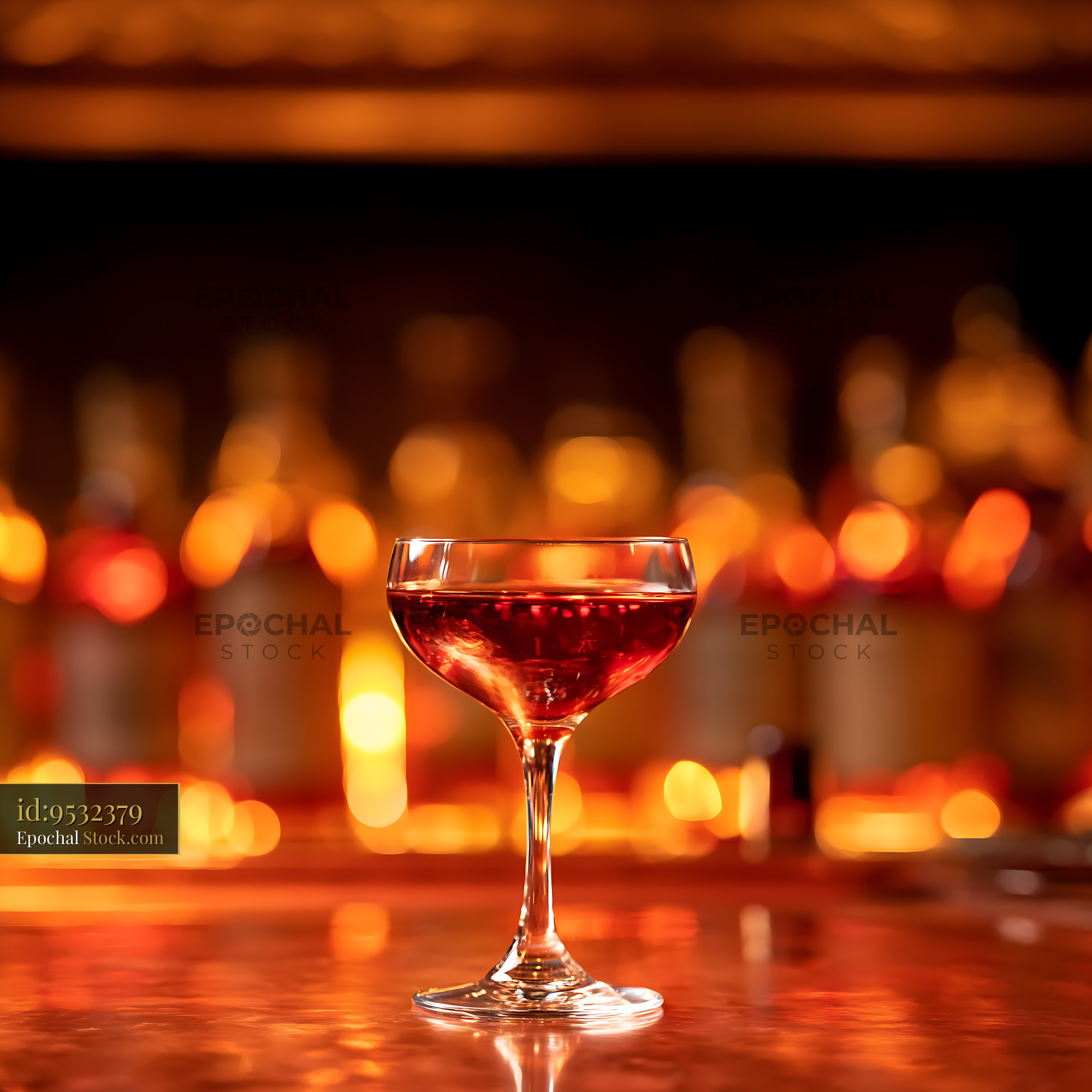 Bushwick Cocktail Coupe Glass Candlelit Bar - stock photo