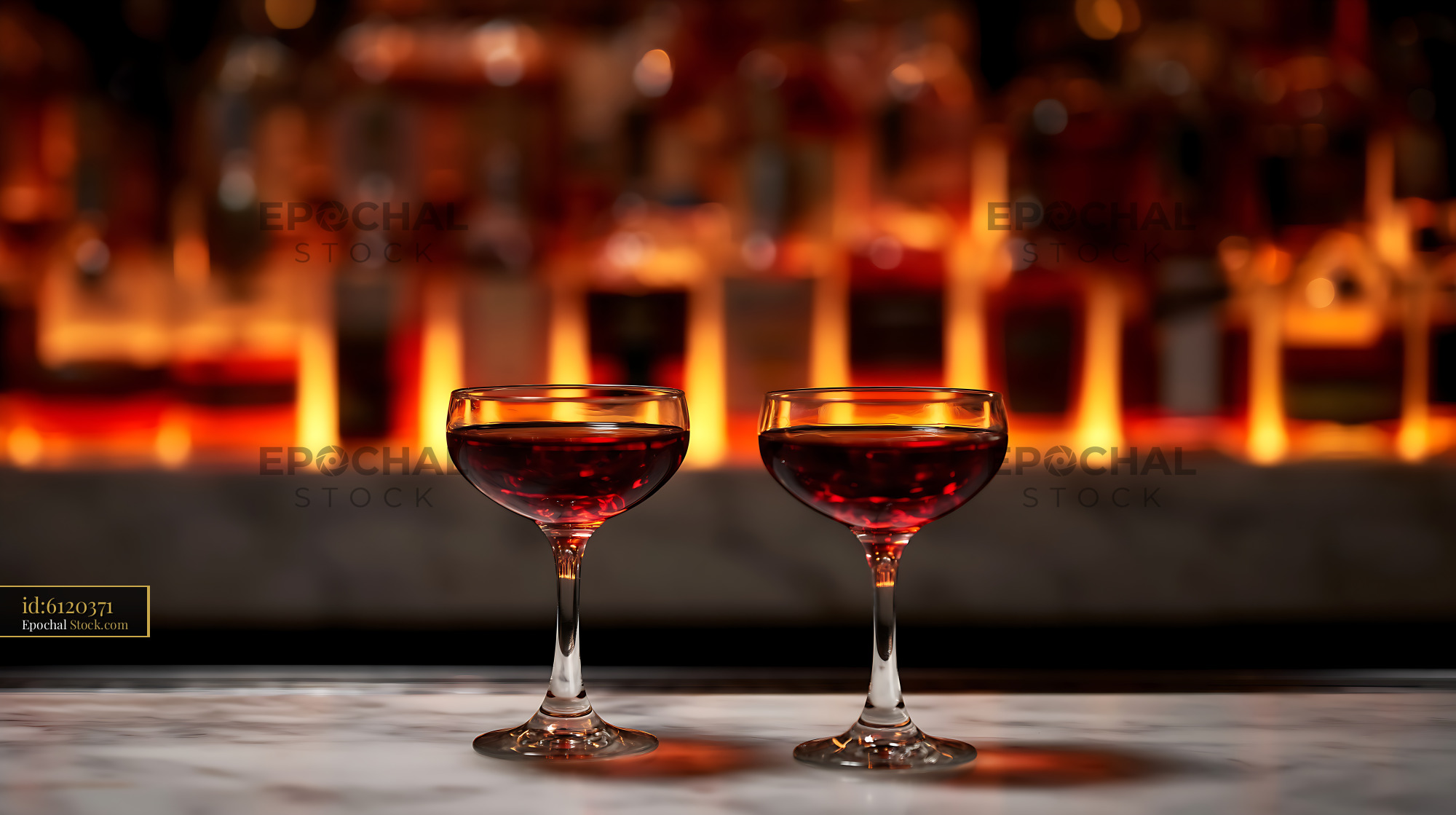 Bushwick Cocktails at Cozy Bar Counter - stock photo