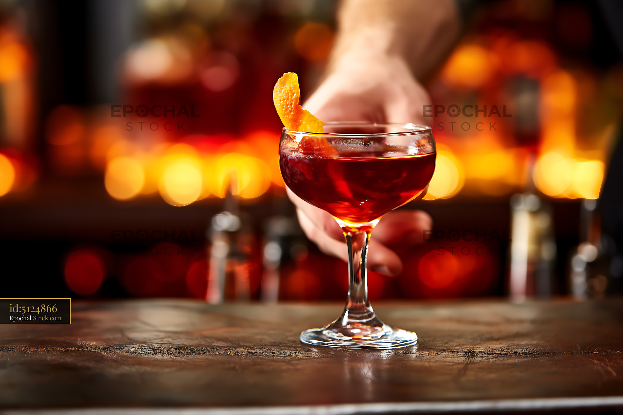 Bushwick Cocktail with Orange Peel Garnish - stock photo