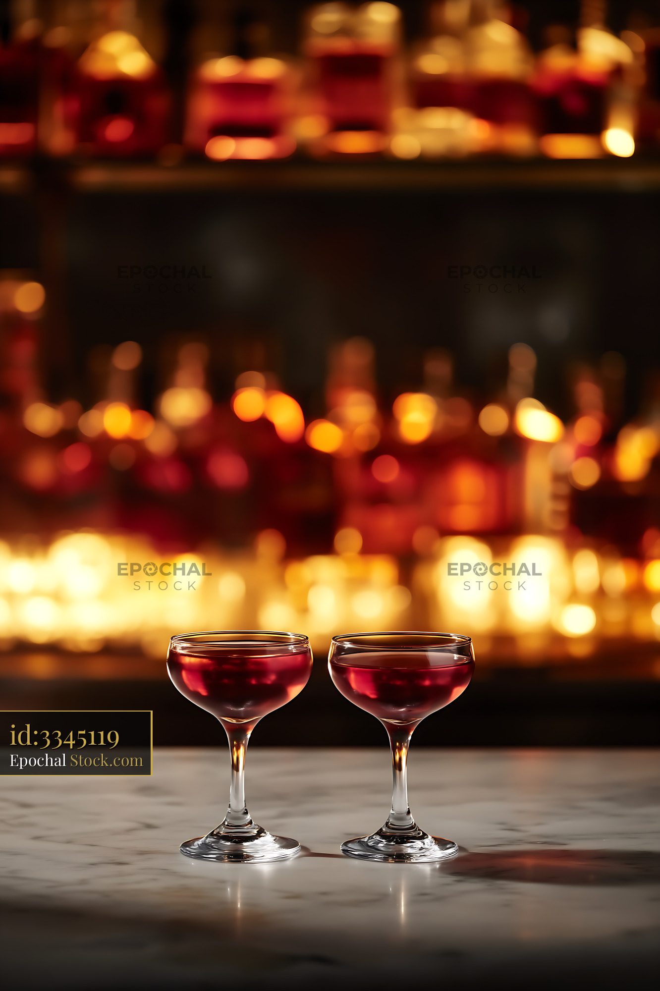 Two Bushwick Cocktails at Upscale Bar - stock photo