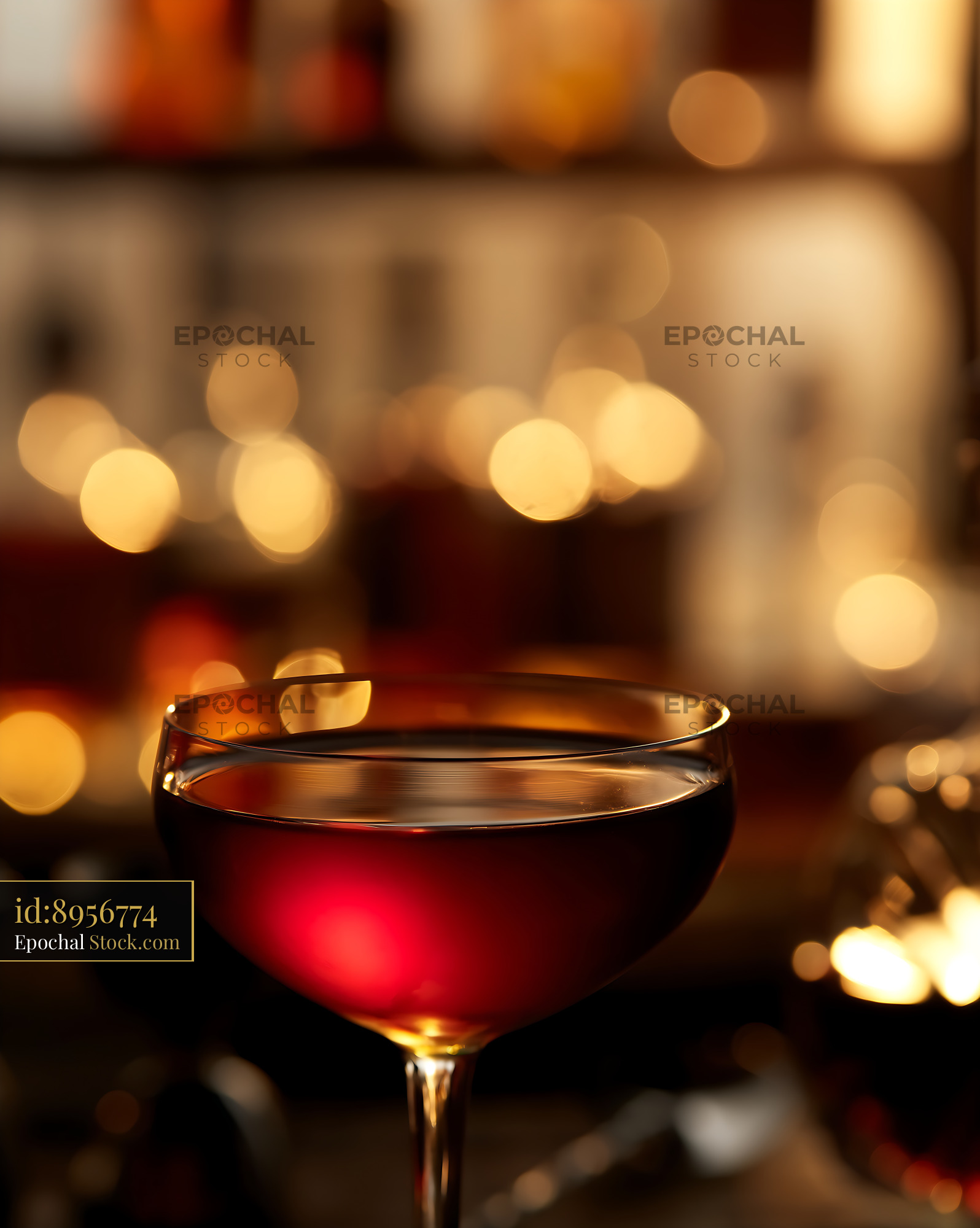 Bushwick Cocktail with Warm Bokeh Lights - stock photo