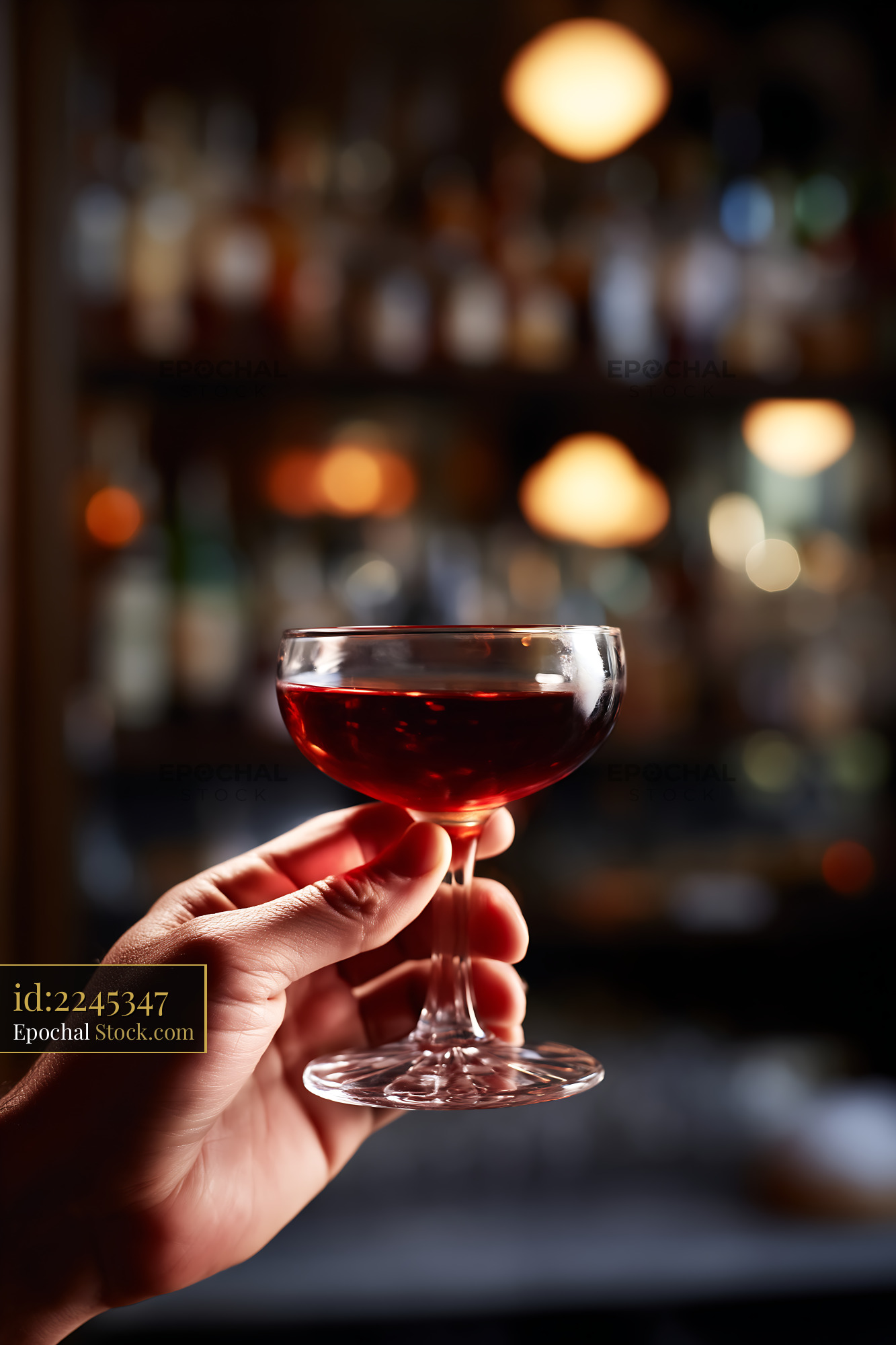 Red Wine Cocktail Coupe Glass Evening Toast - stock photo