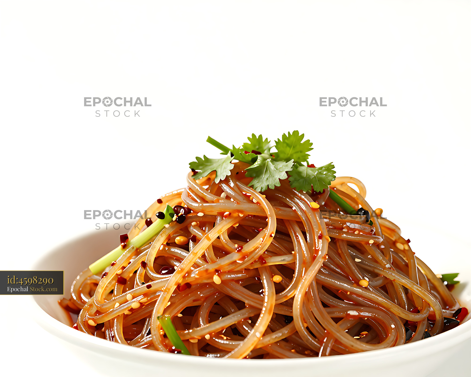Spicy Sichuan Glass Noodle Salad Plated - stock photo
