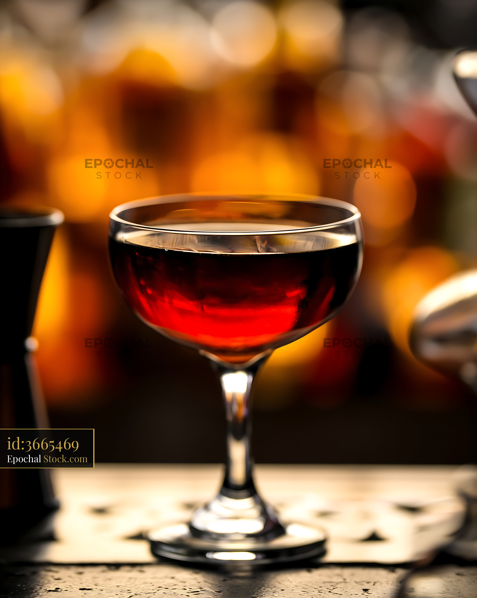 Bushwick Cocktail Dark Red Drink Coupe Glass - stock photo