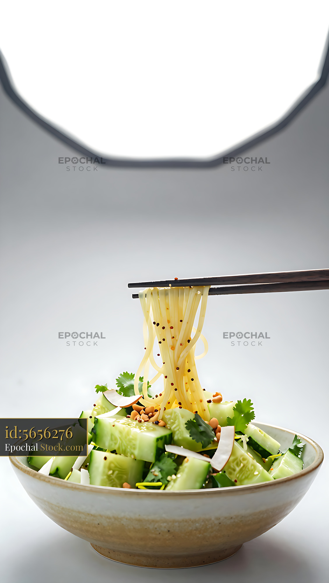 Kakdi Koshimbir Noodle Fusion with Chopsticks - stock photo